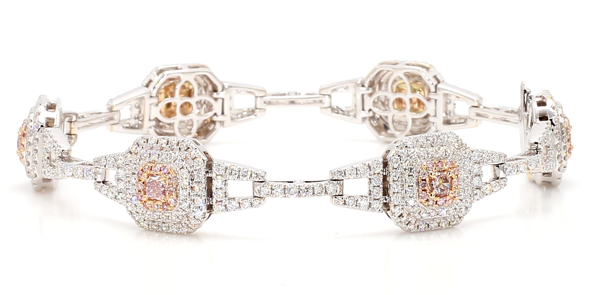 Natural Pink Radiant Diamond Bracelet Gia Certified
