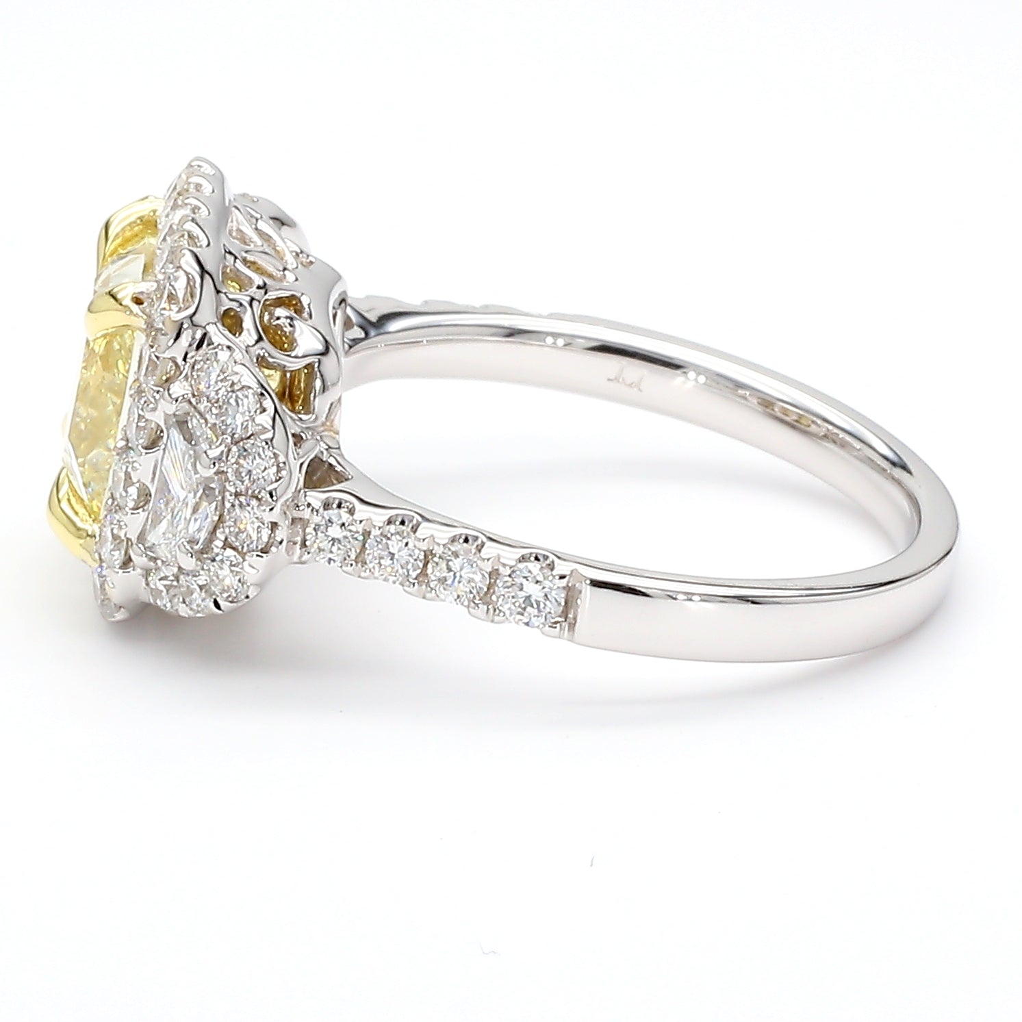 Natural Yellow Cushion Diamond Ring Gia Certified