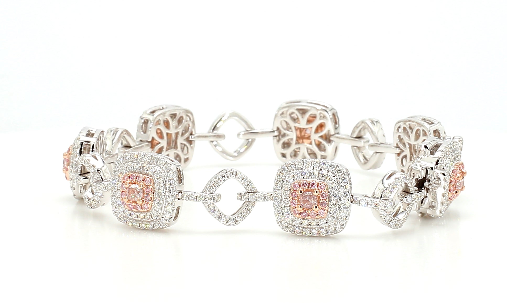 Natural Pink Cushion Diamond Bracelet Gia Certified