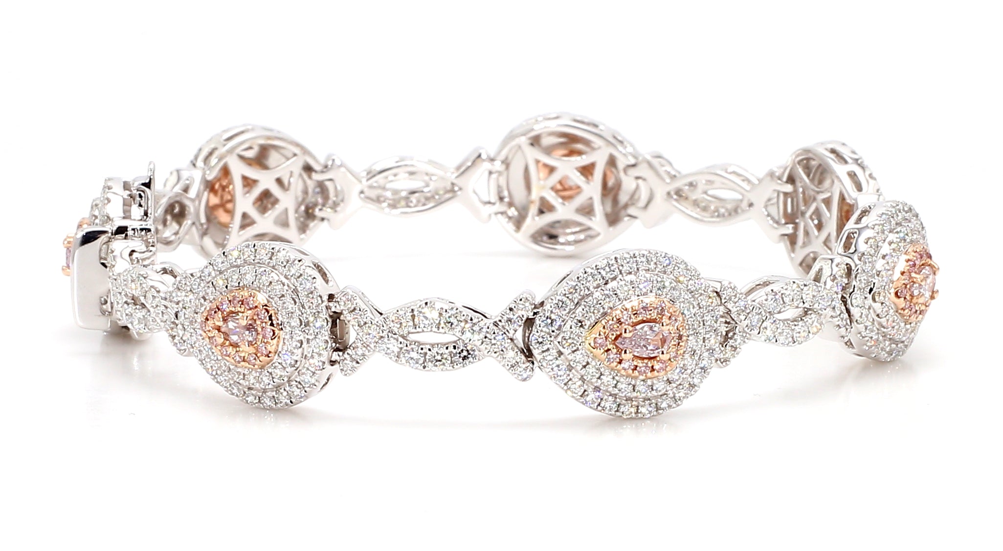 Natural Pink Pear Diamond Bracelet Gia Certified