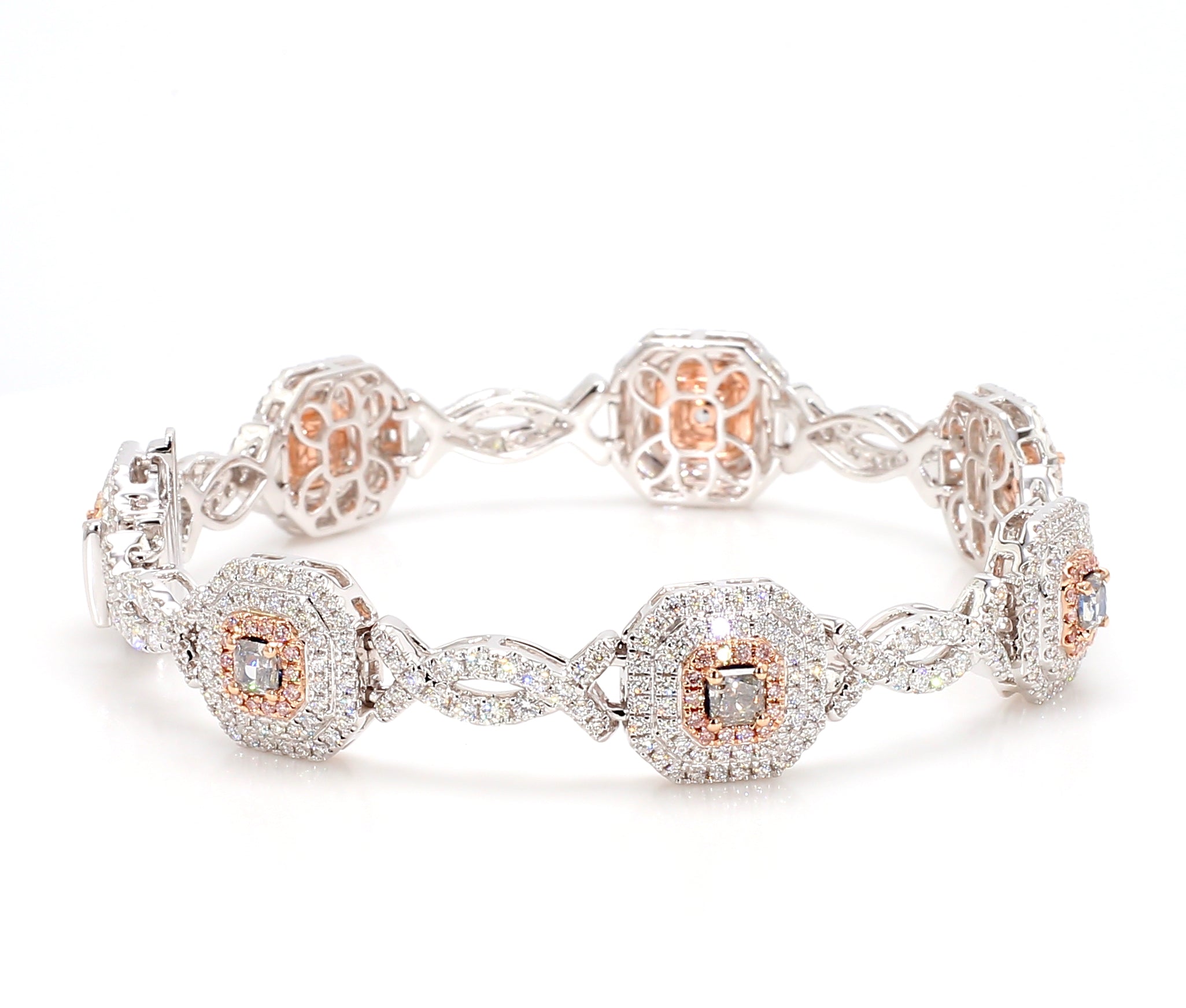 Natural Gray Radiant Diamond Bracelet Gia Certified