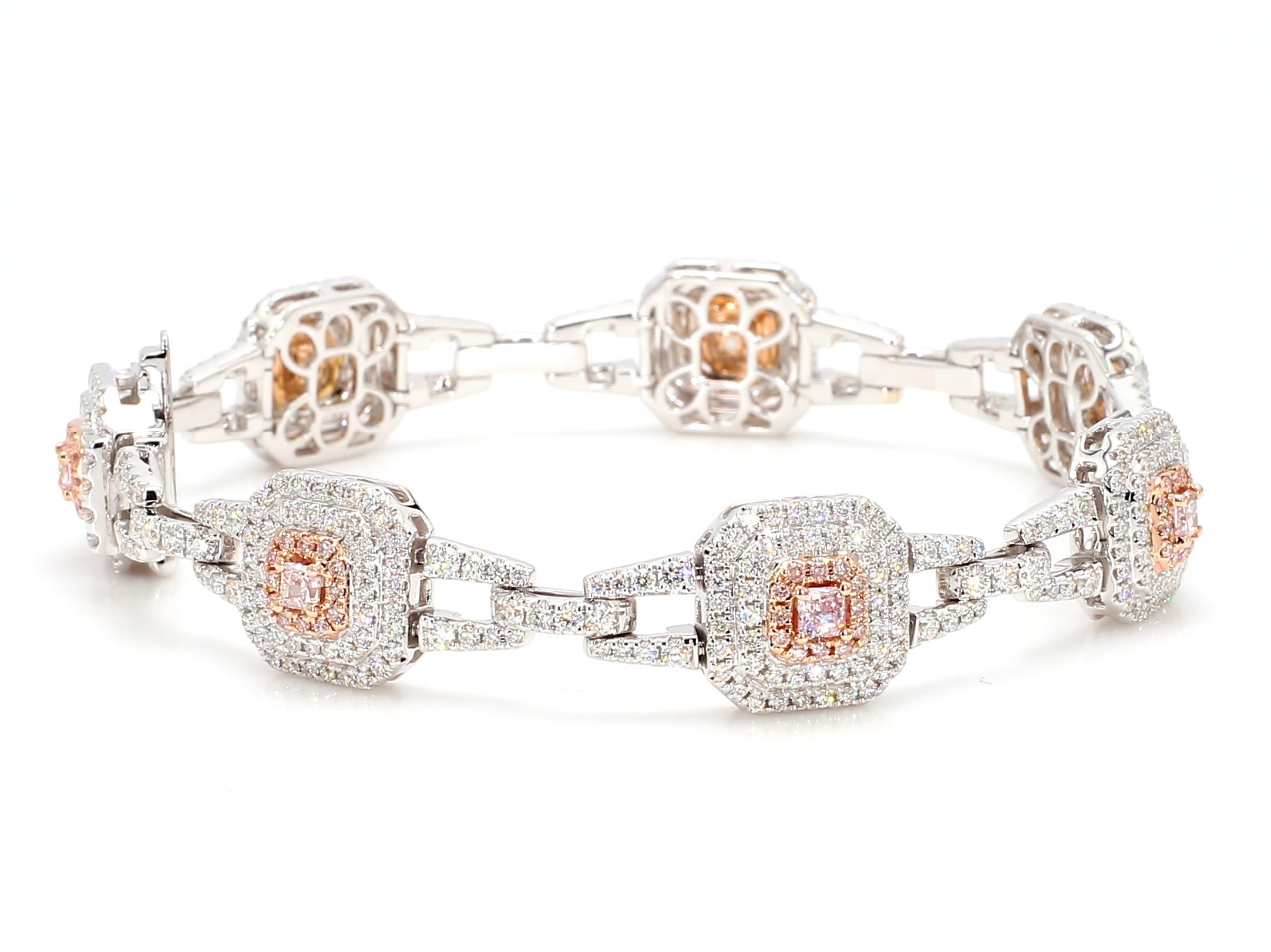 Natural Pink Radiant Diamond Bracelet Gia Certified