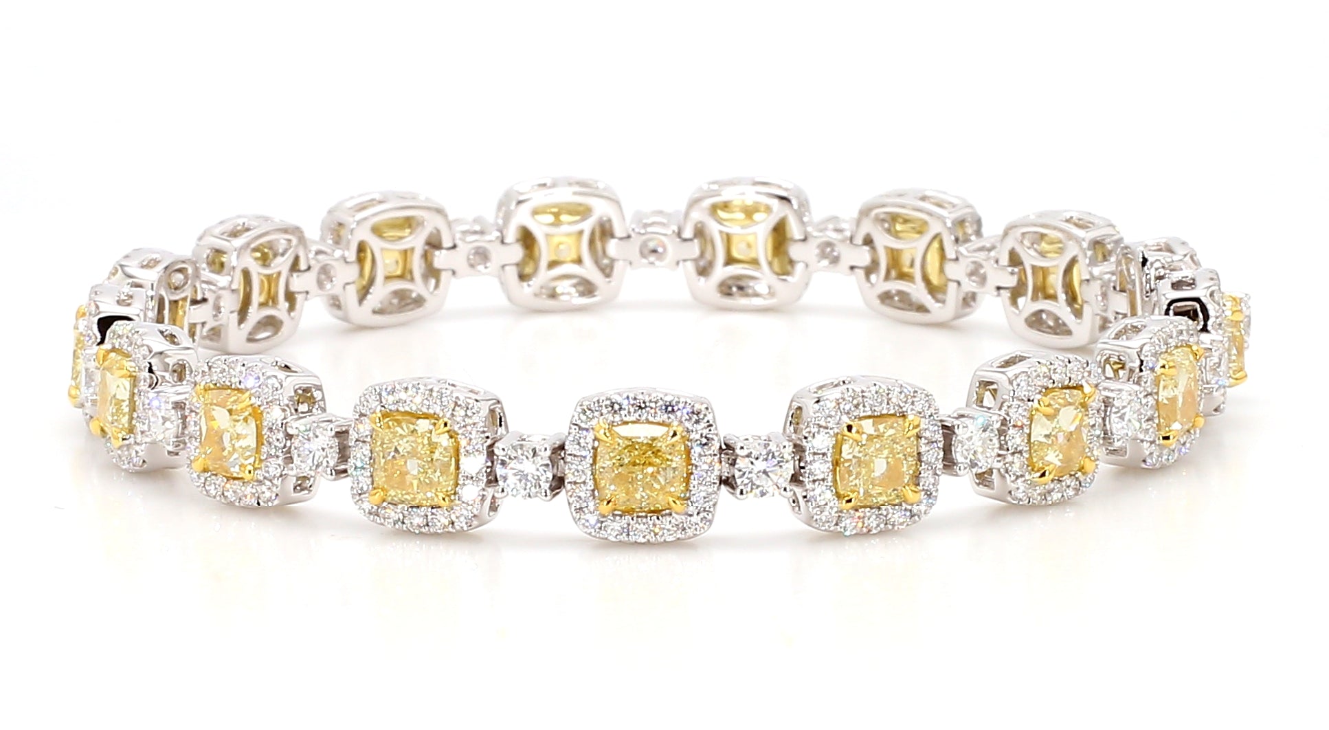 Natural Yellow Cushion Diamond Bracelet Gia Certified