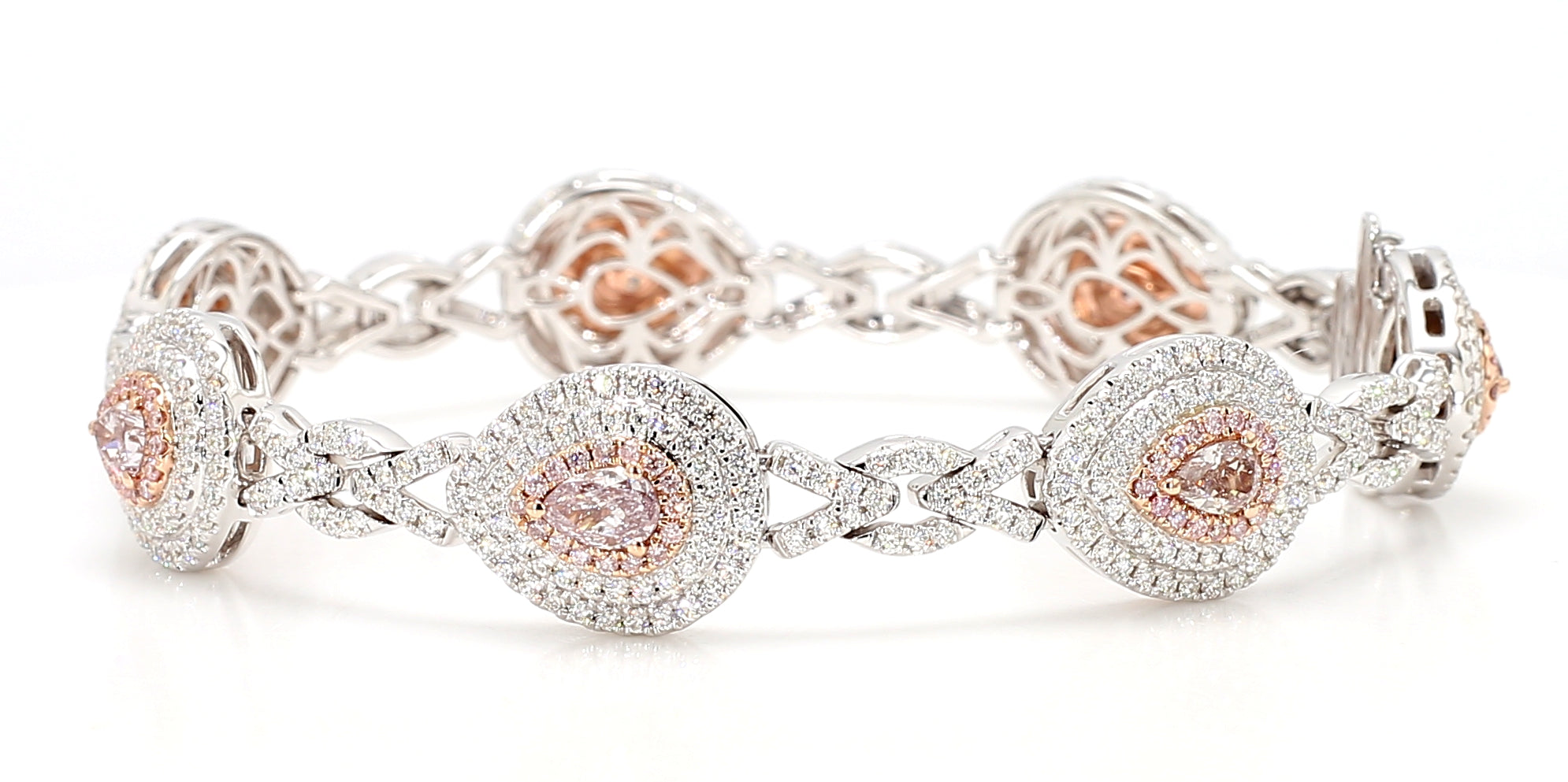 Natural Pink Pear Diamond Bracelet Gia Certified