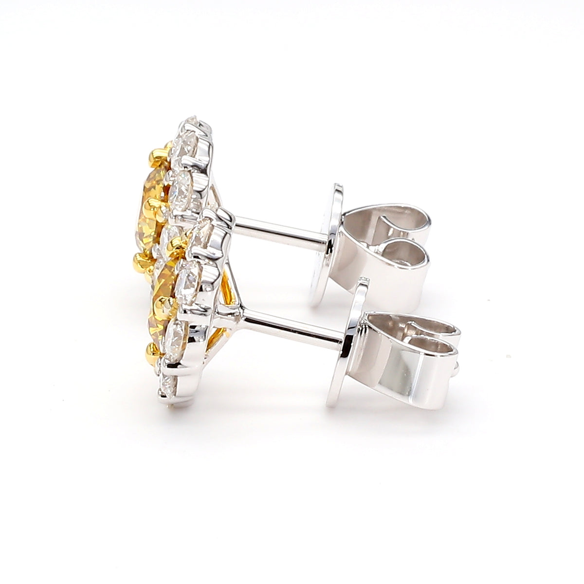 Natural Yellow Round Diamond Earring | GIA Certified