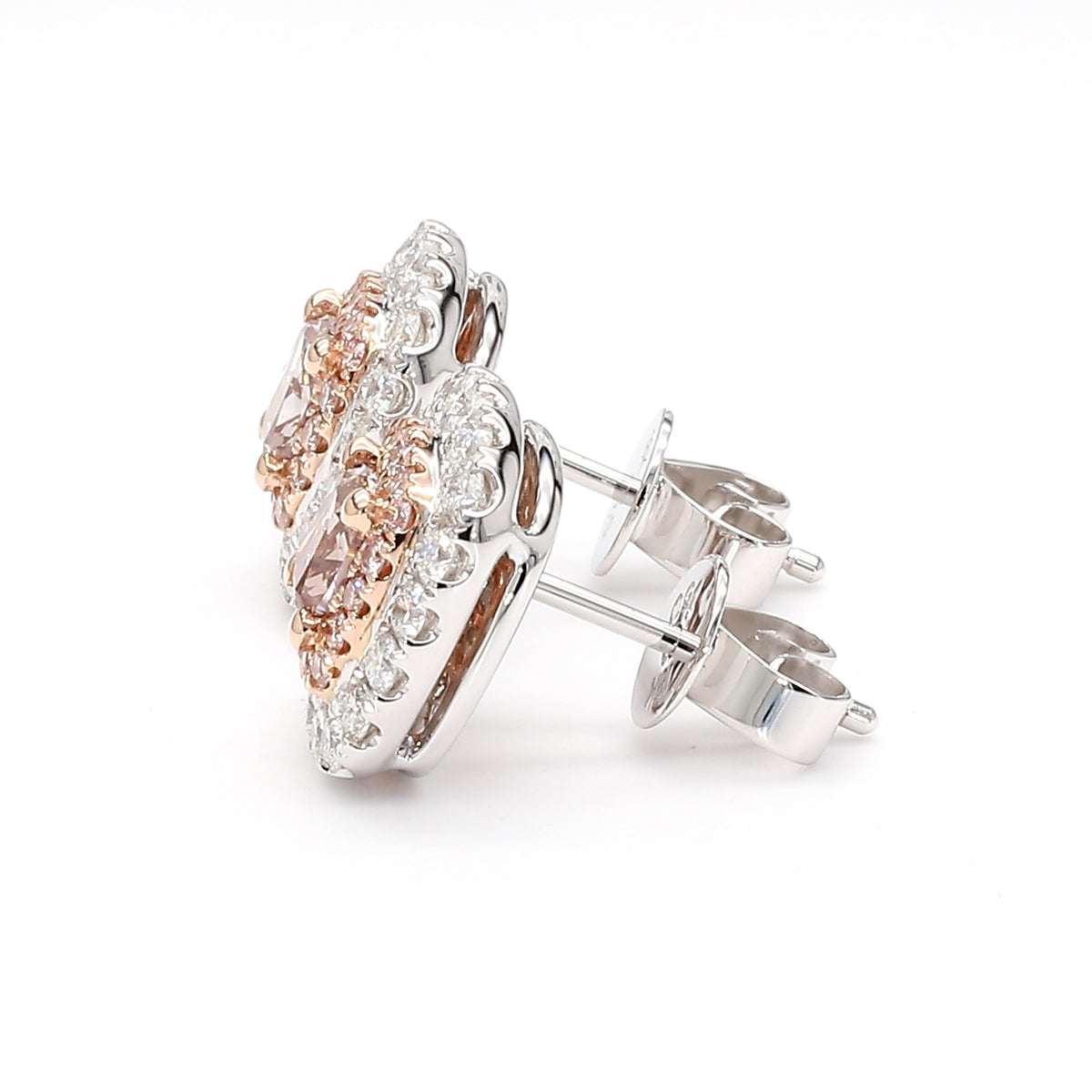 Natural Pink Cushion Diamond Earring | GIA Certified