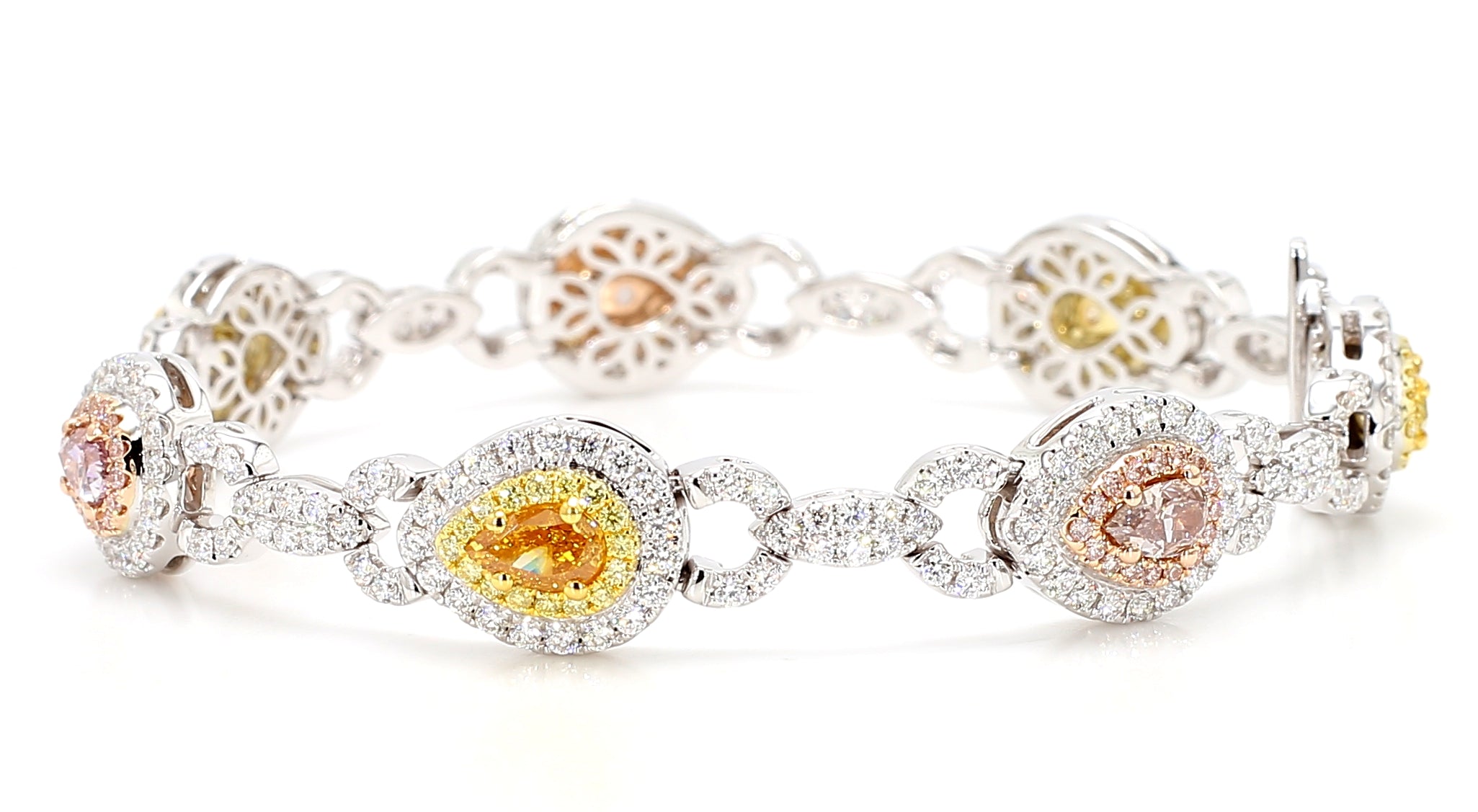 Natural Pink Pear Diamond Bracelet Gia Certified