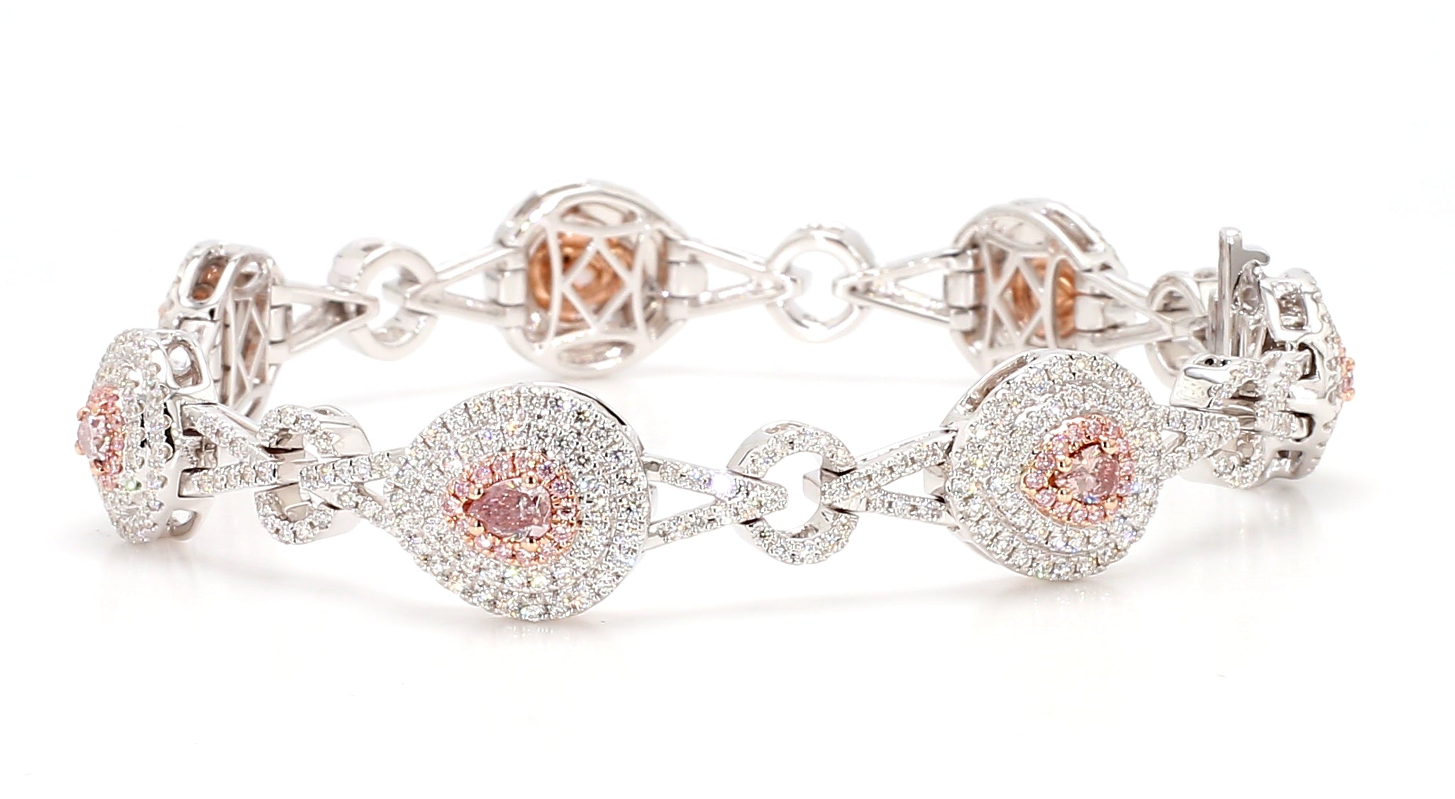 Natural Pink Pear Diamond Bracelet Gia Certified
