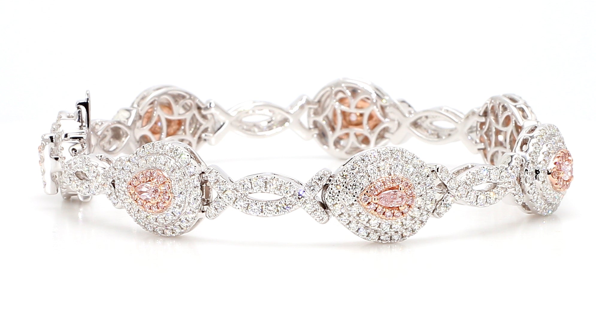 Natural Pink Pear Diamond Bracelet Gia Certified