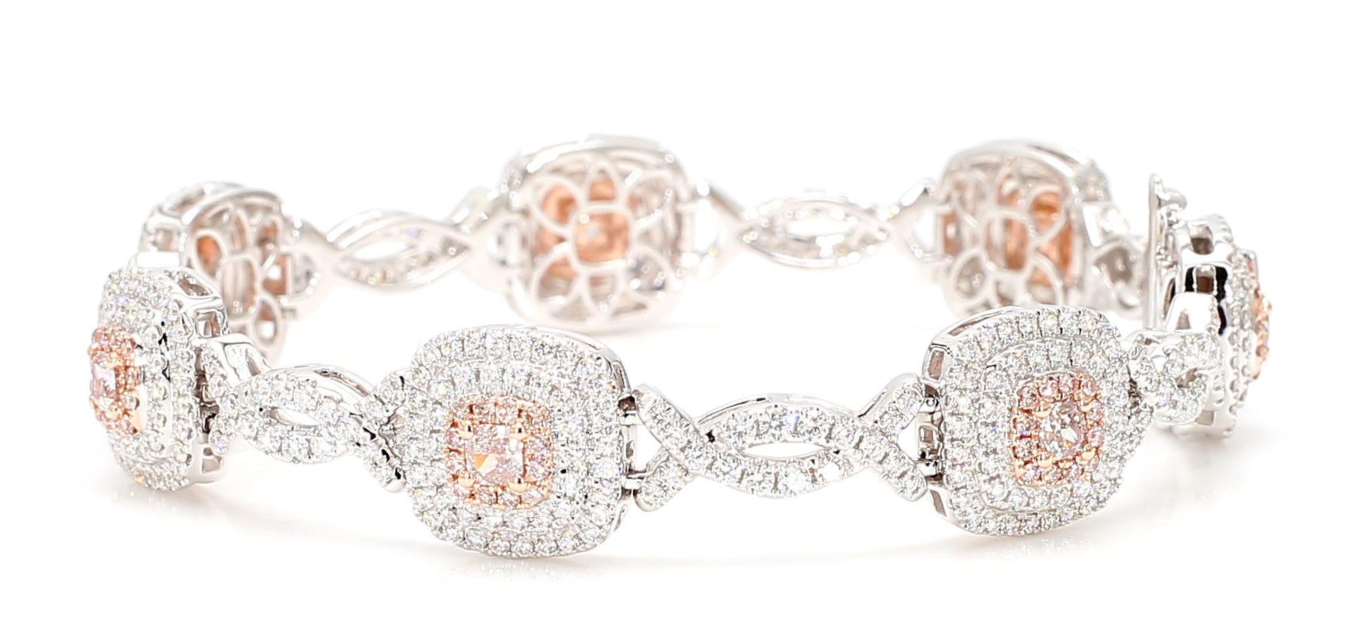 Natural Pink Cushion Diamond Bracelet Gia Certified