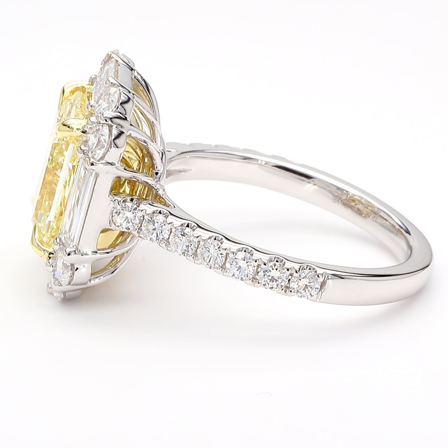 Natural Yellow Radiant Diamond Ring Gia Certified