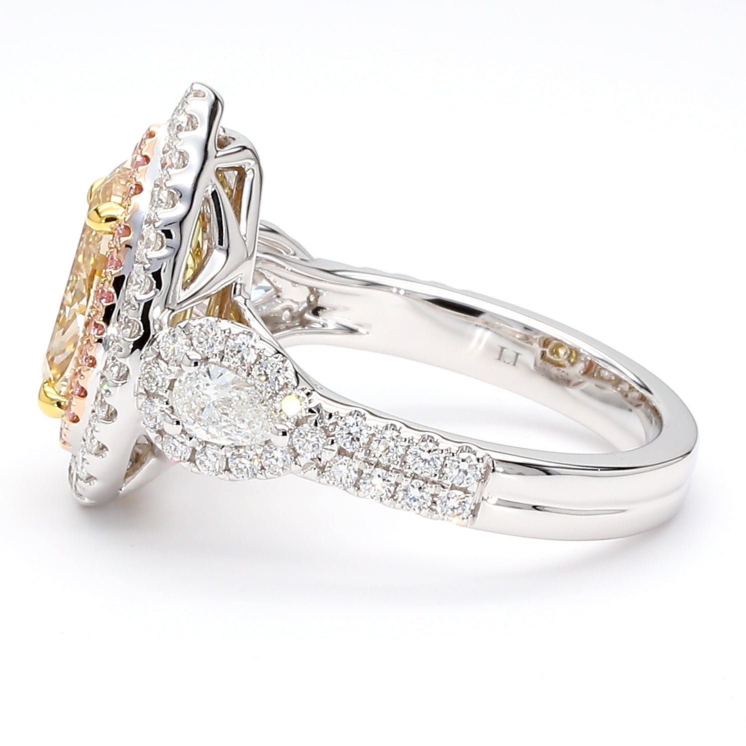 Natural Yellow Pear Diamond Ring Gia Certified
