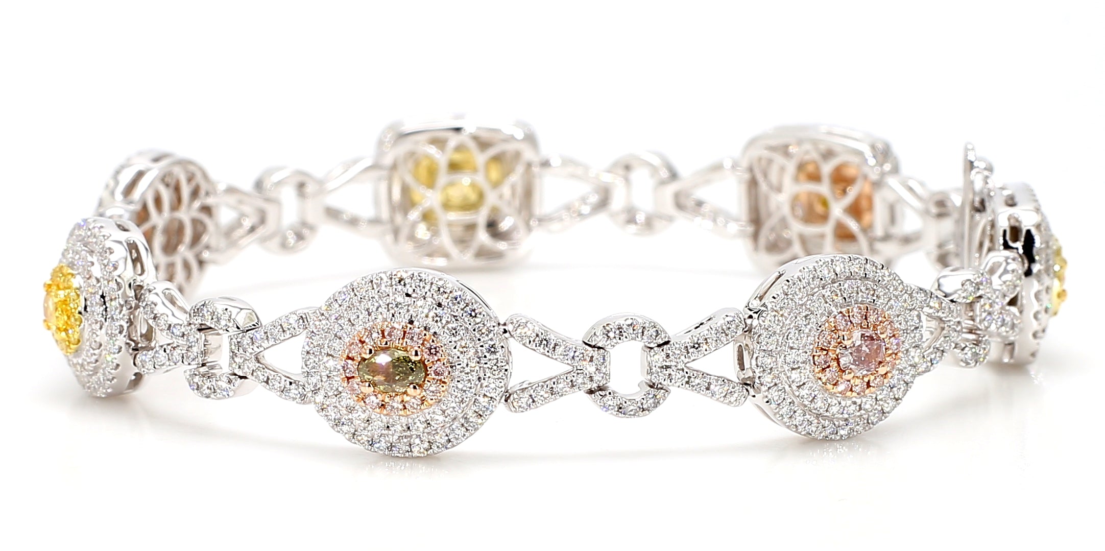 Natural Green Cushion Diamond Bracelet Gia Certified