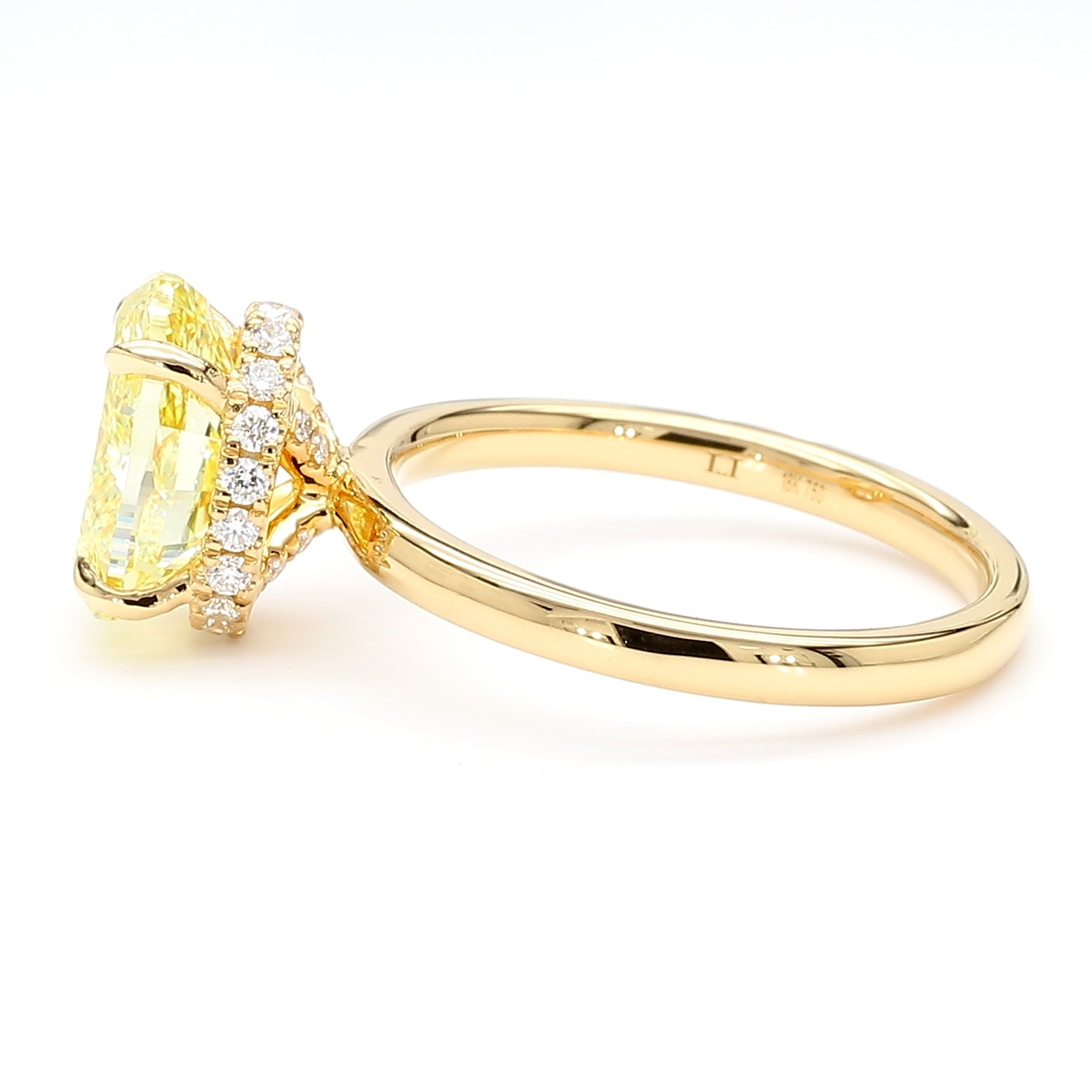 Natural Yellow Oval Diamond Hidden Halo Ring | GIA CERTIFIED