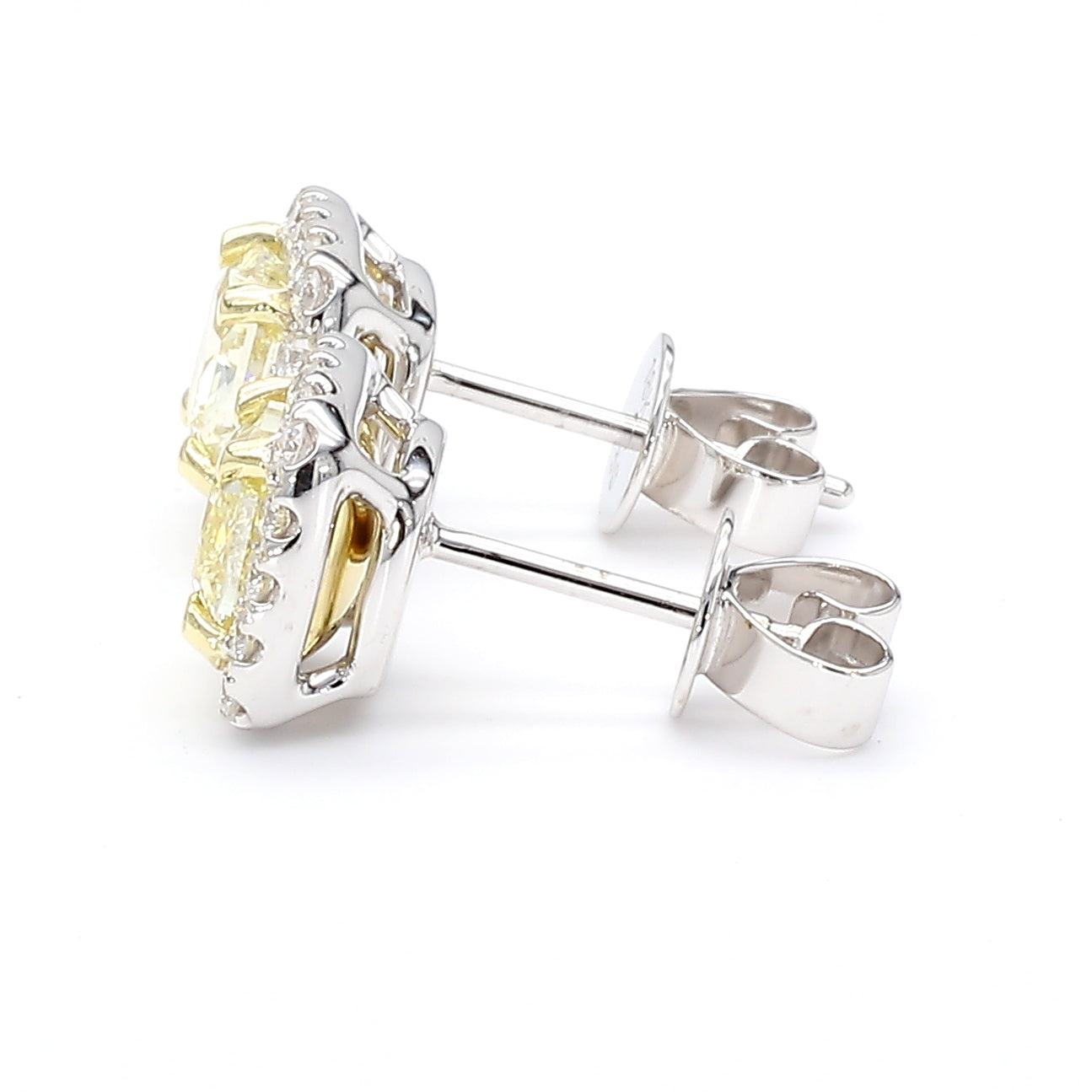 Natural Yellow Radiant Diamond Earring Gia Certified