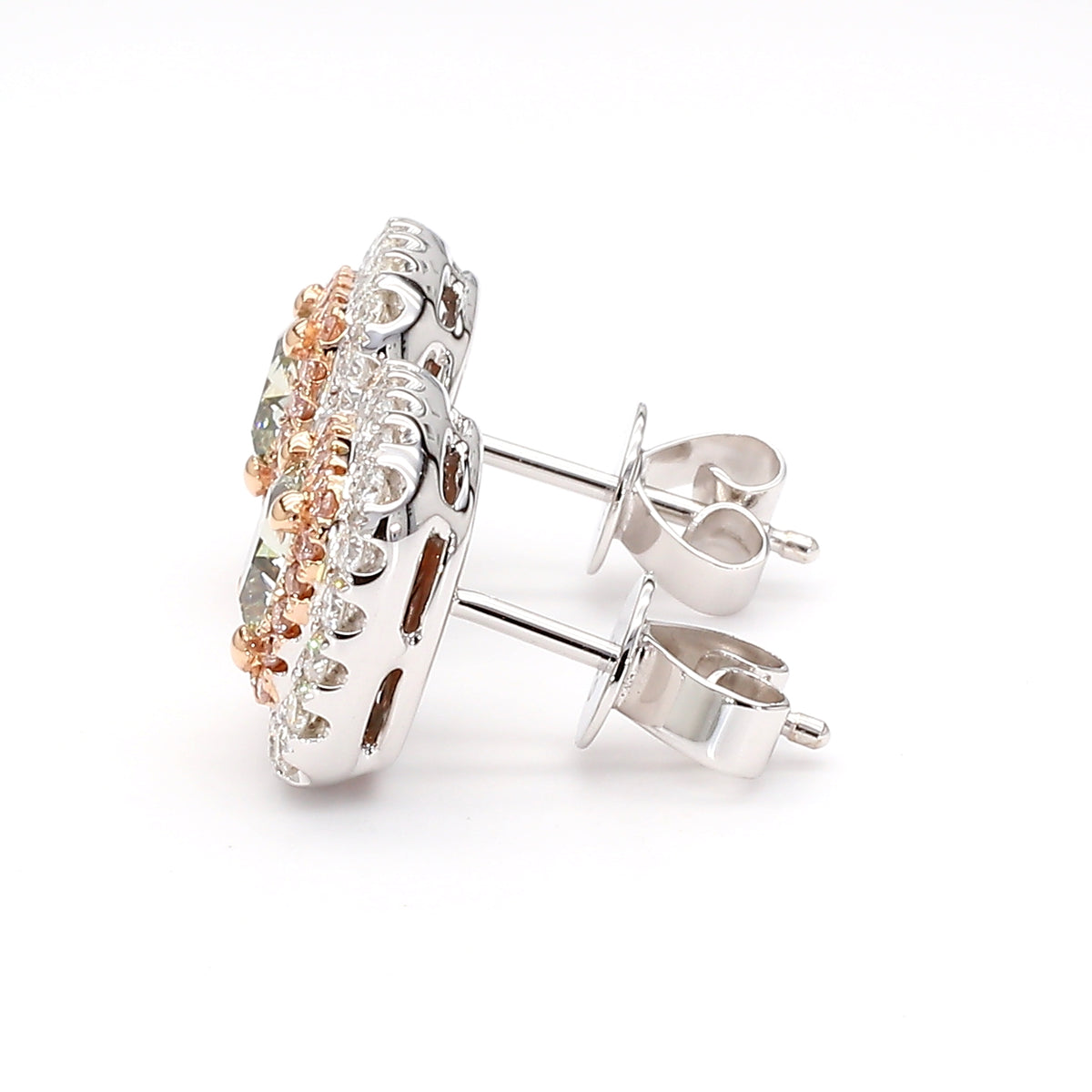 Natural Green Cushion Diamond Earring | GIA Certified