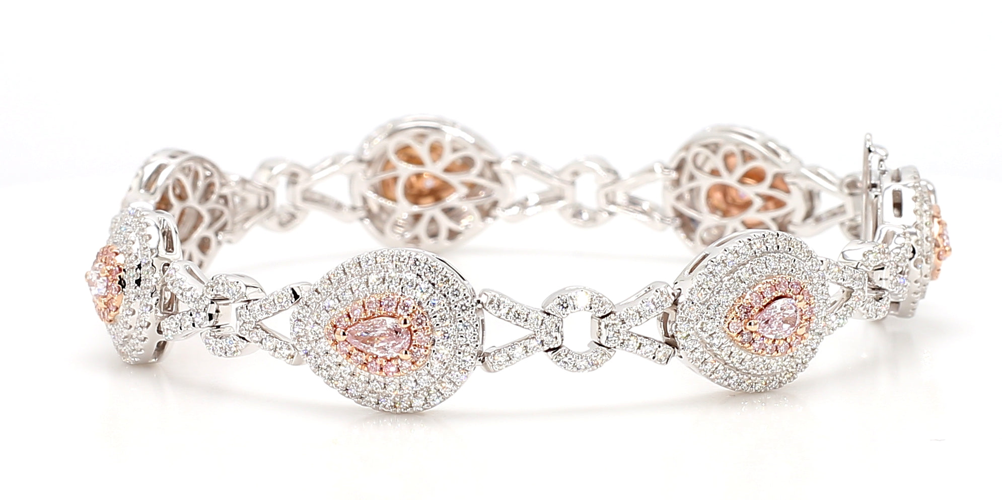 Natural Pink Pear Diamond Bracelet Gia Certified