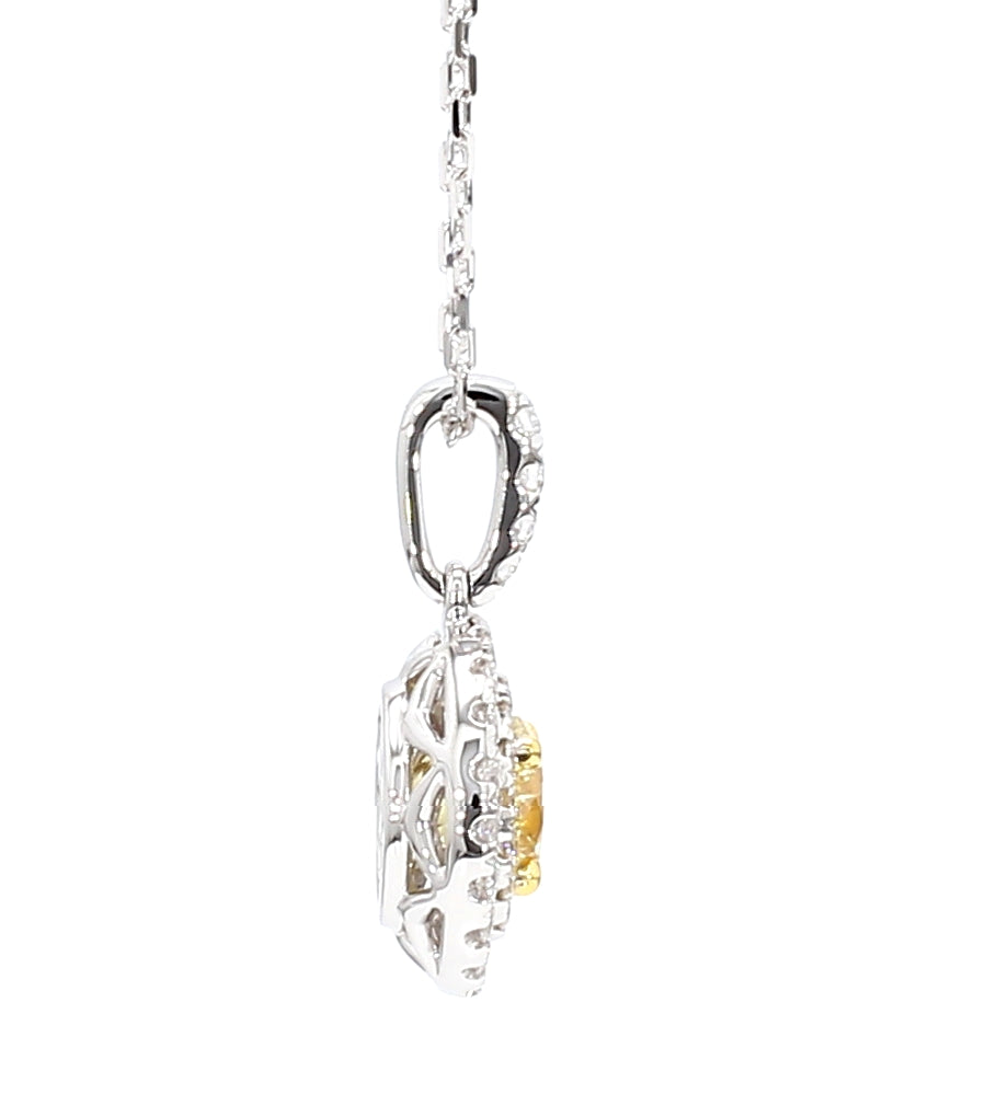 Natural Yellow Round Diamond Pendant Gia Certified