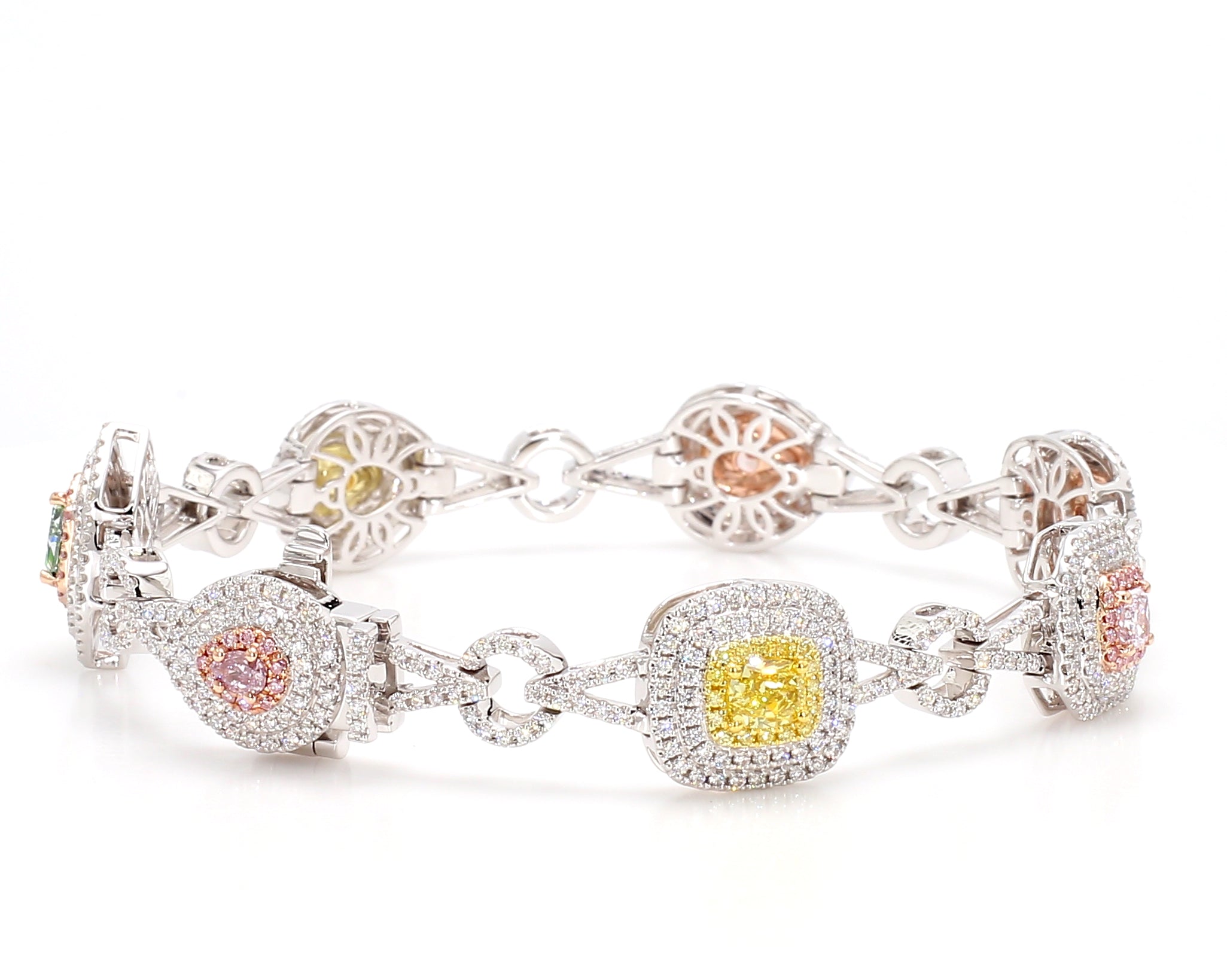 Natural Blue Cushion Diamond Bracelet Gia Certified