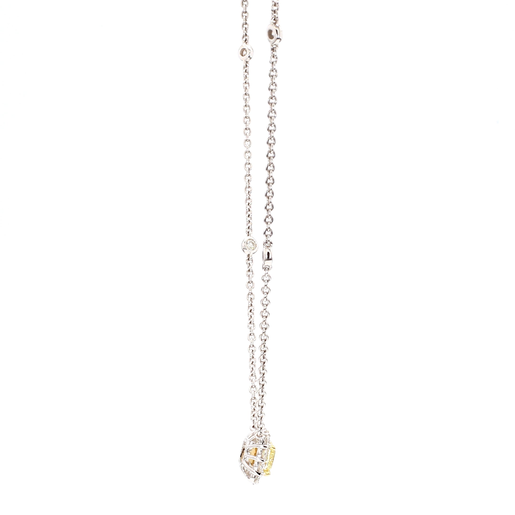Natural Yellow Cushion Diamond Necklace