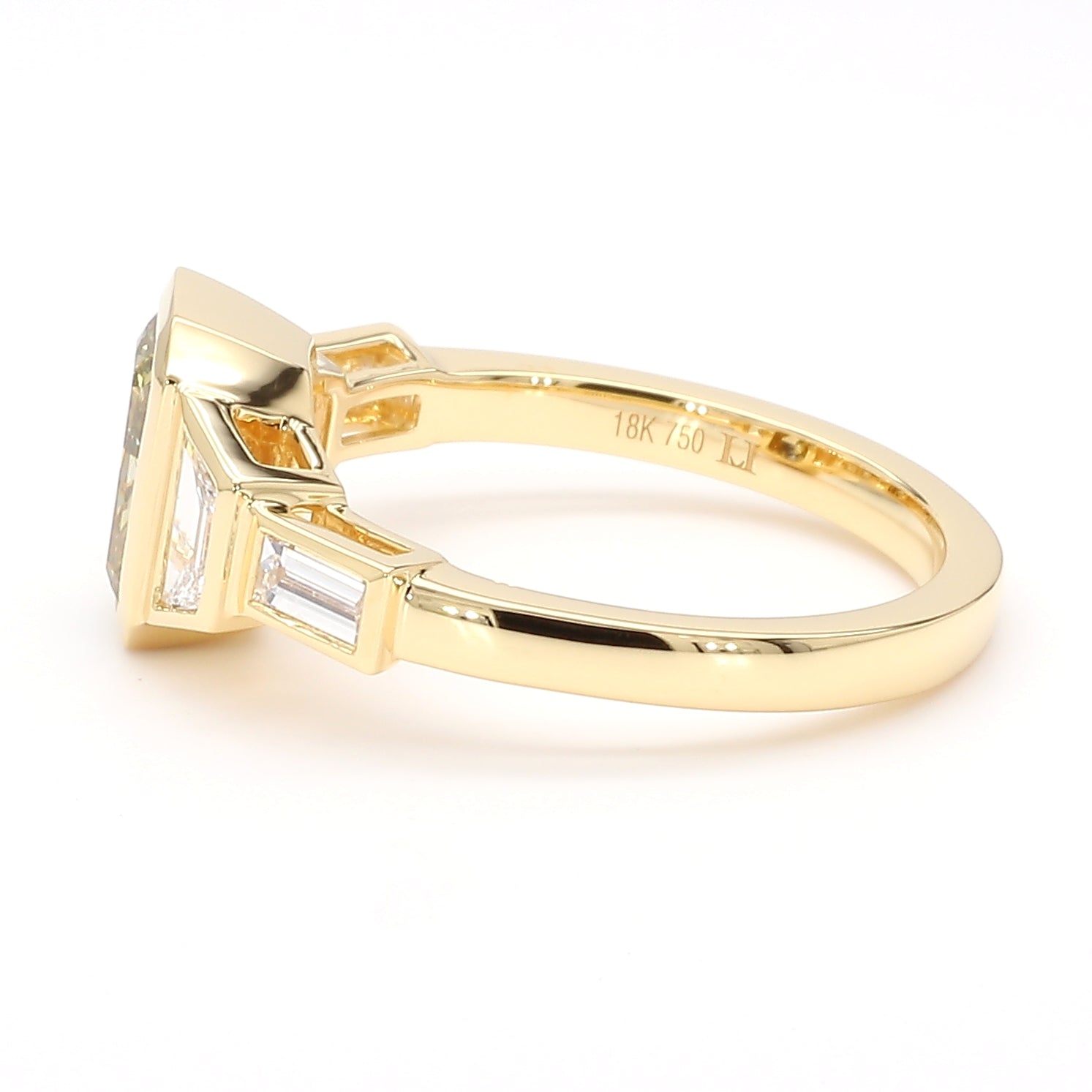 Natural Green Radiant Diamond Ring Gia Certified