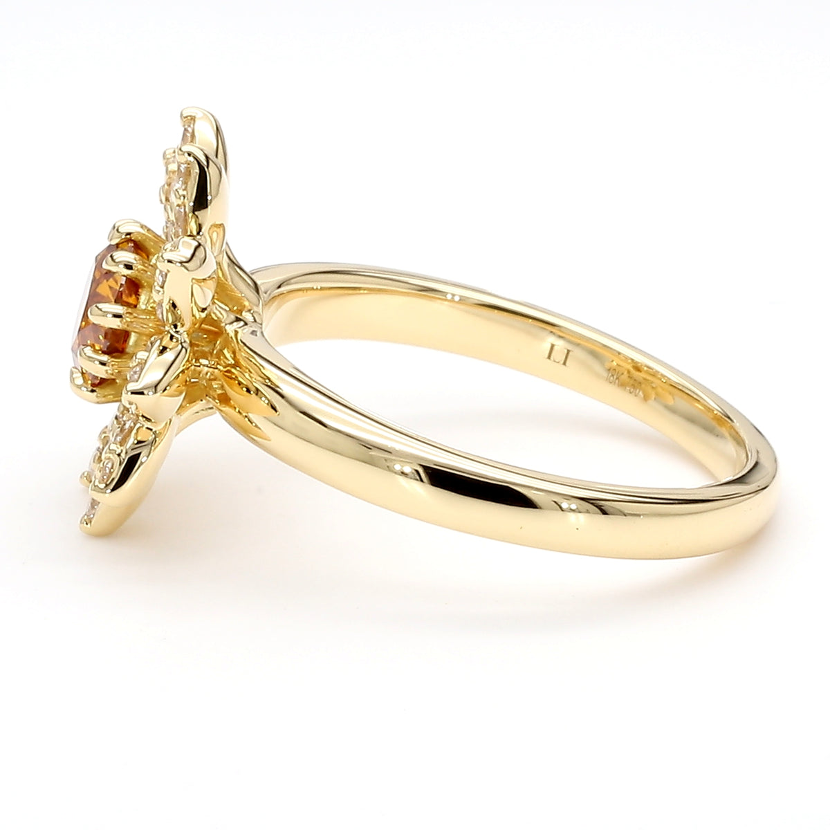 Natural Orange Round Diamond Ring | GIA Certified