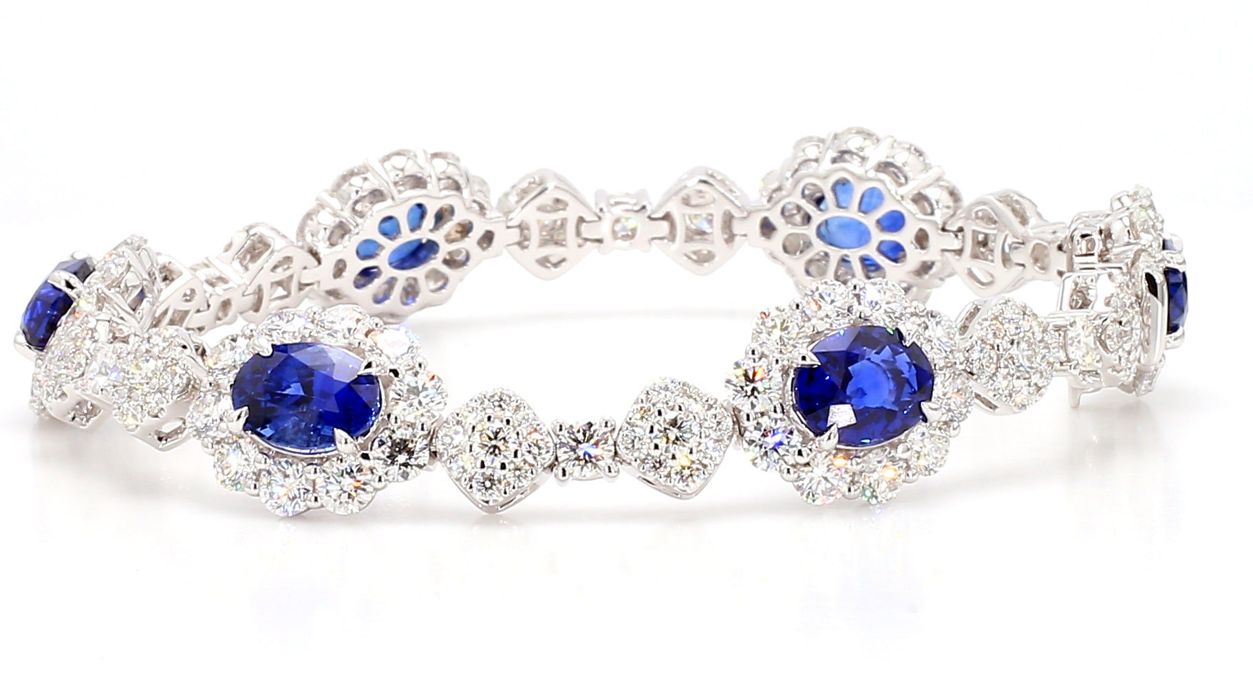 Natural Blue Oval Sapphire & Diamond Bracelet Gia CERTIFIED
