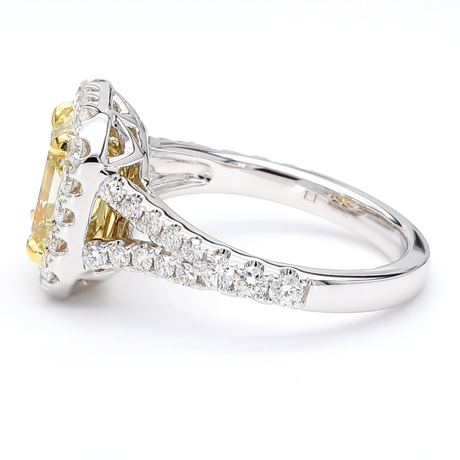 Natural Yellow Emerald Diamond Ring Gia Certified