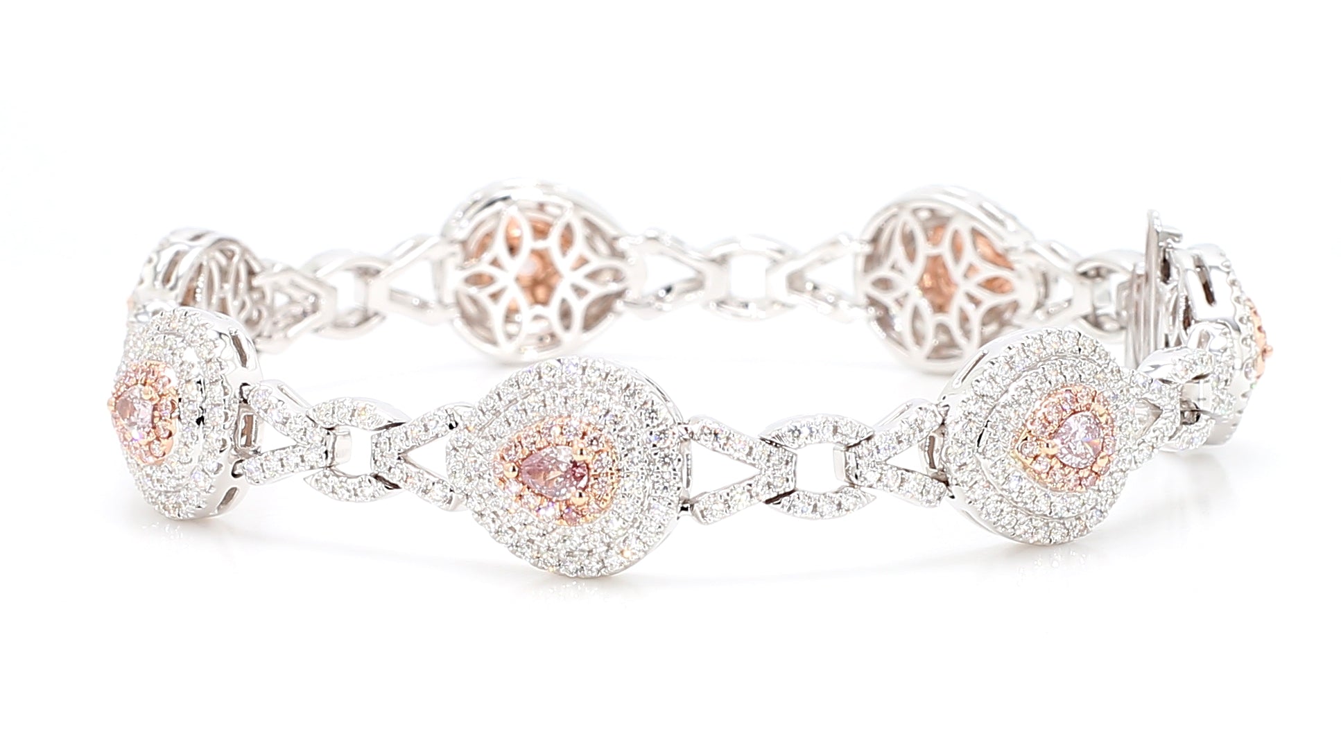 Natural Pink Pear Diamond Bracelet Gia Certified