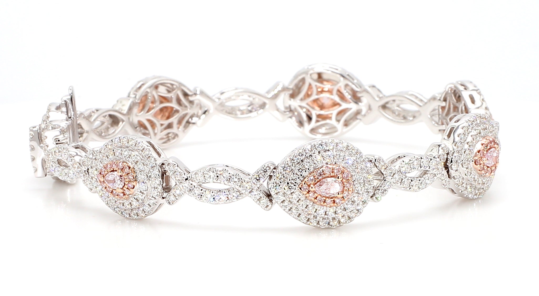 Natural Pink Pear Diamond Bracelet Gia Certified