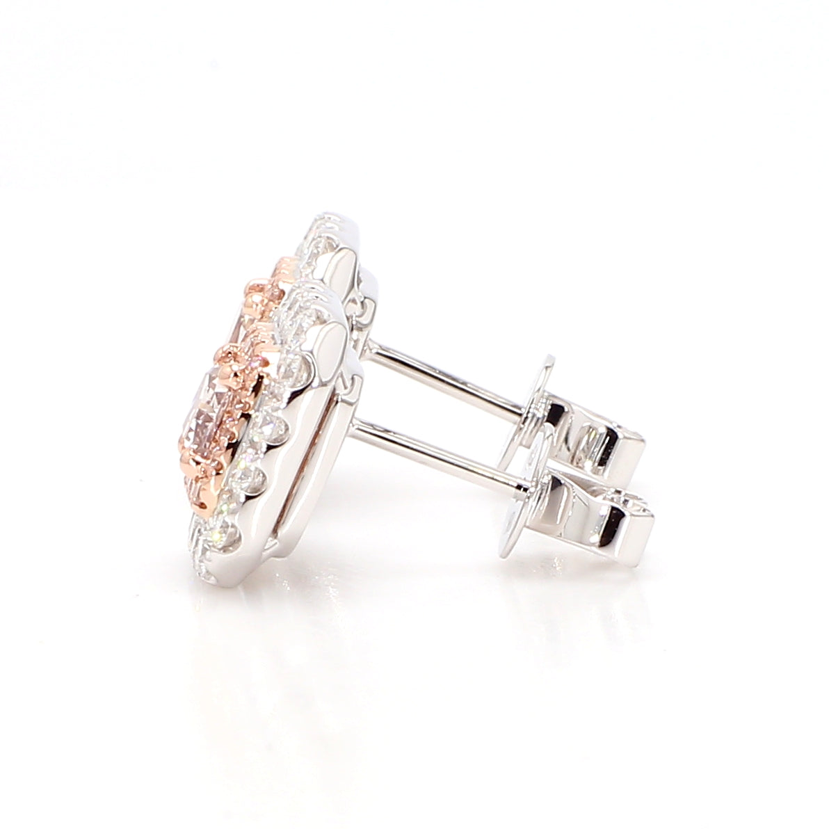 Natural Pink Radiant Diamond Earring Gia Certified