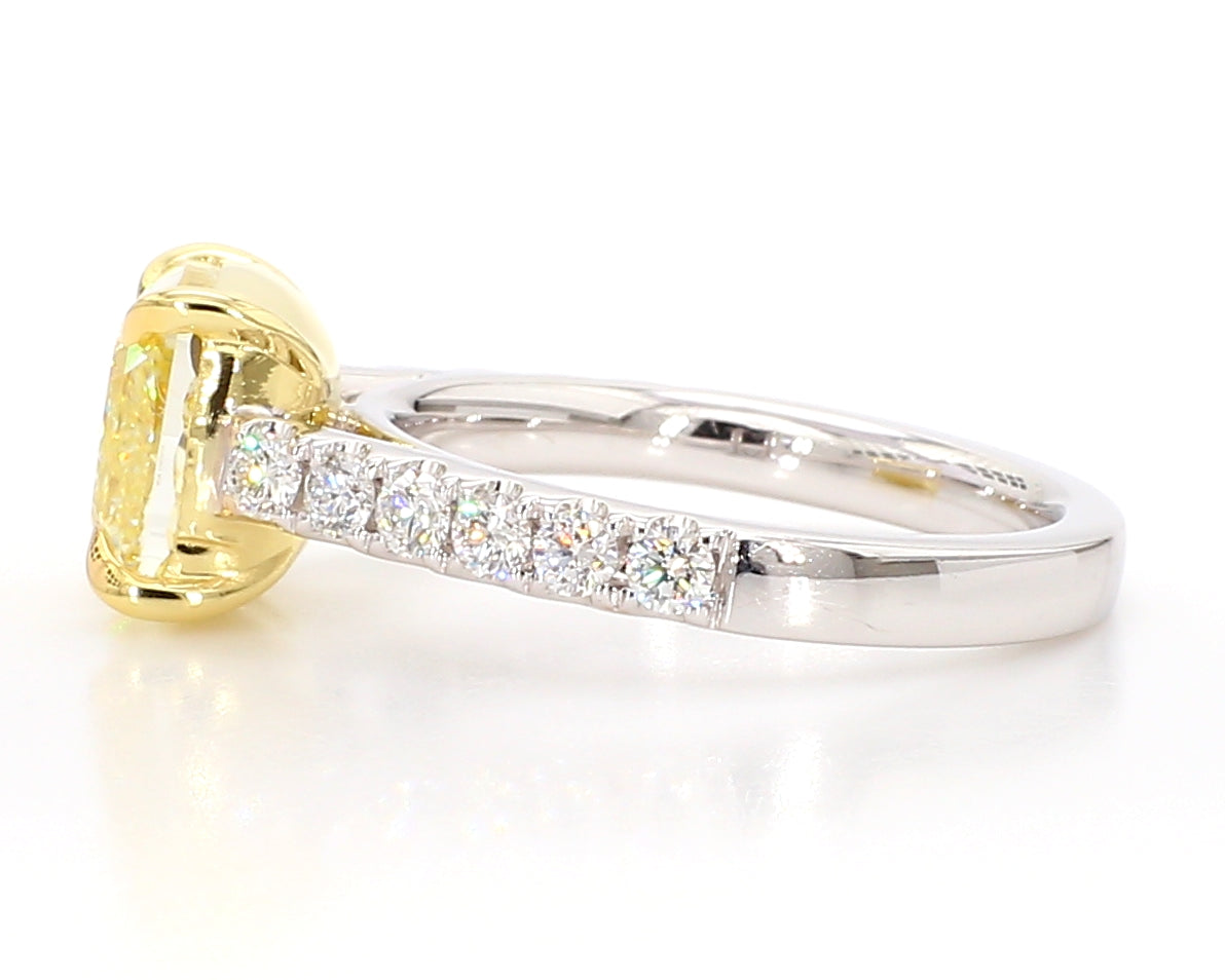 Natural Yellow Cushion Diamond Ring GIA Certified product image 3