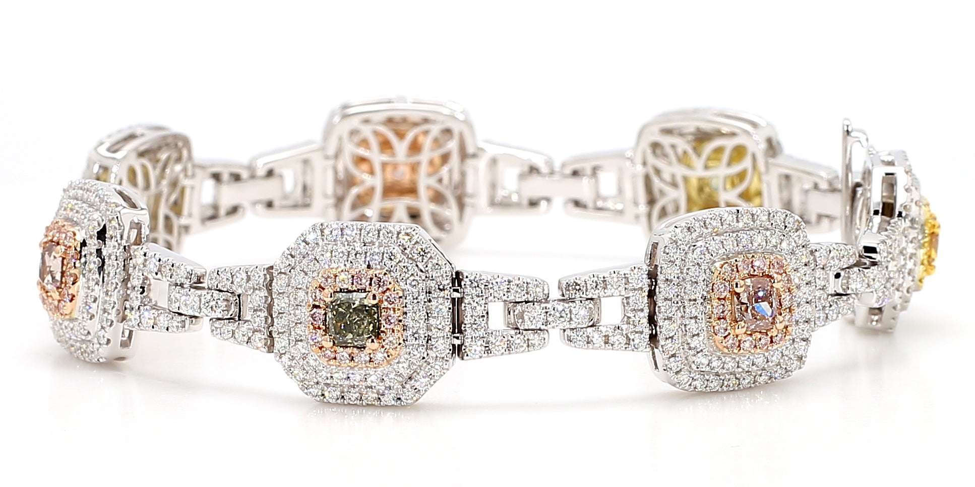 Natural Green Cushion Diamond Bracelet Gia Certified