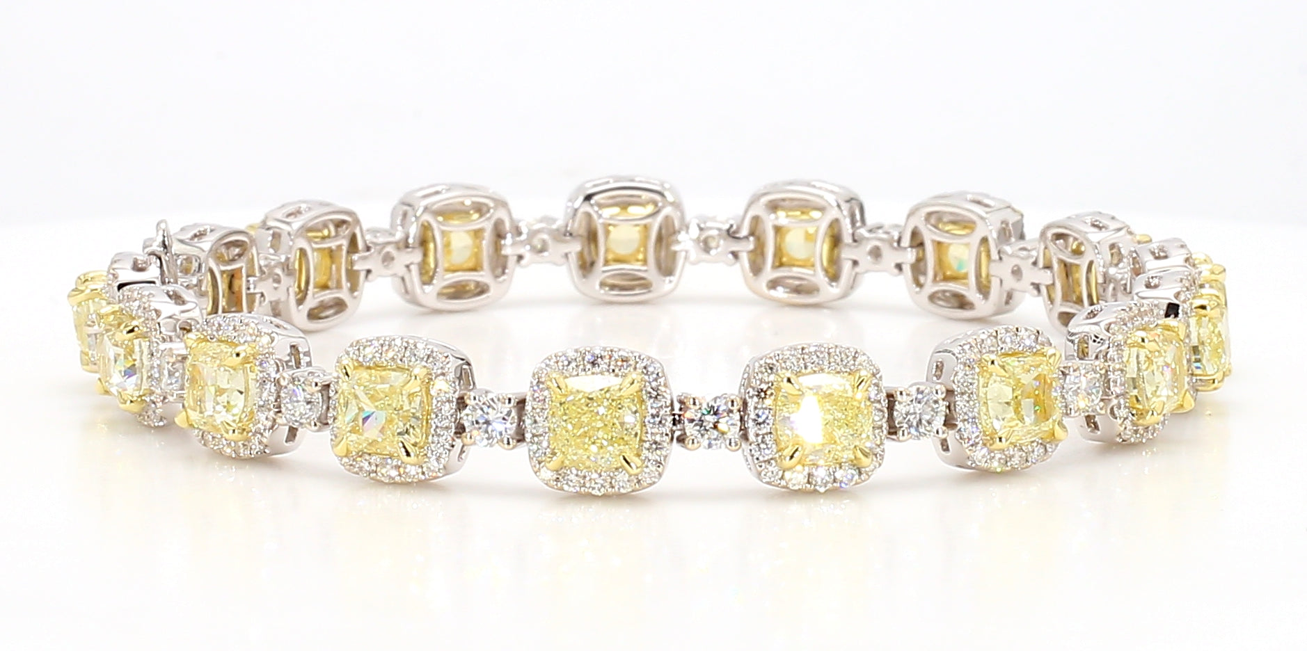 Natural Yellow Cushion Diamond Bracelet Gia Certified