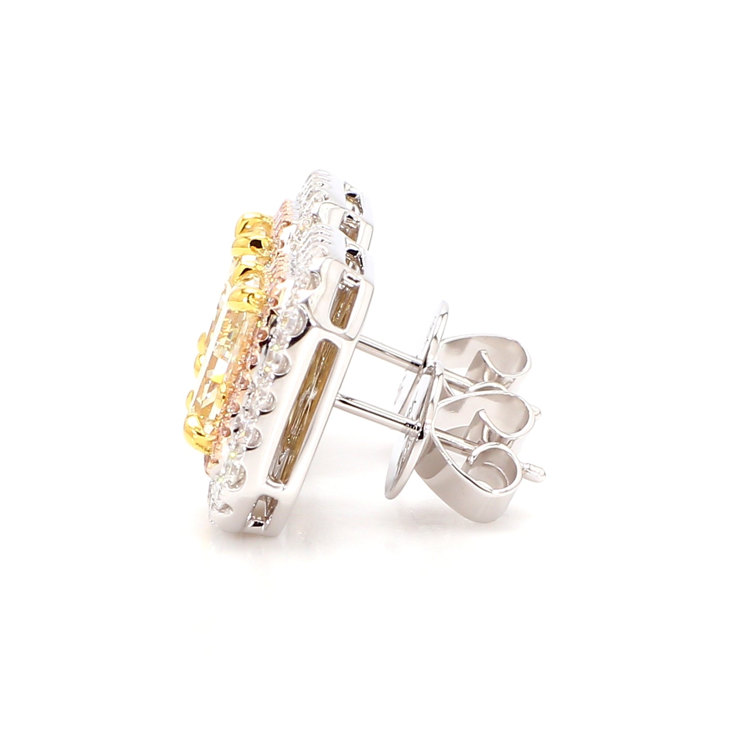 Natural Yellow Radiant Diamond Earring Gia Certified