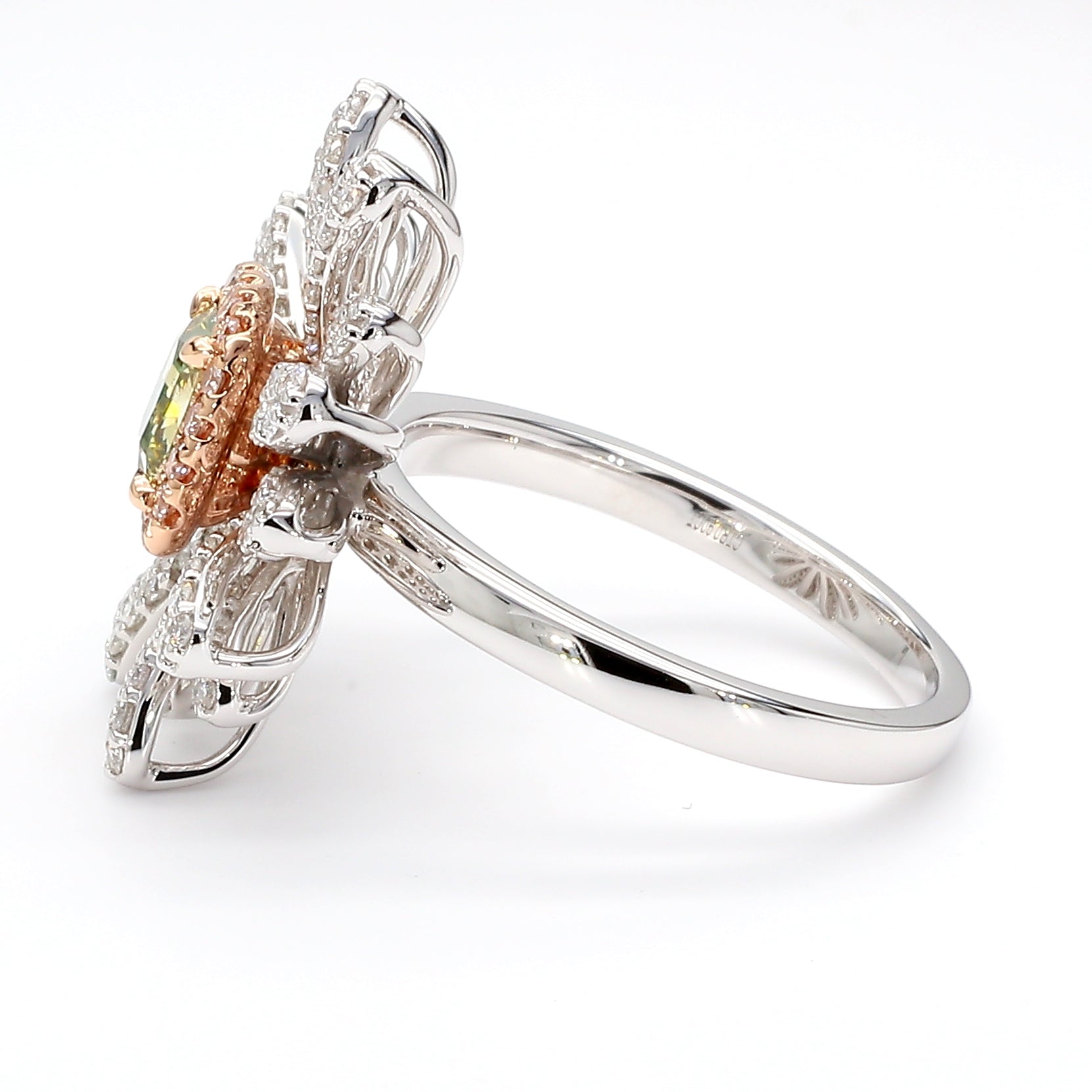 Natural Green Cushion Diamond Ring Gia Certified
