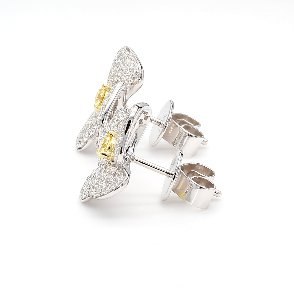 Natural Yellow Round Diamond Earring
