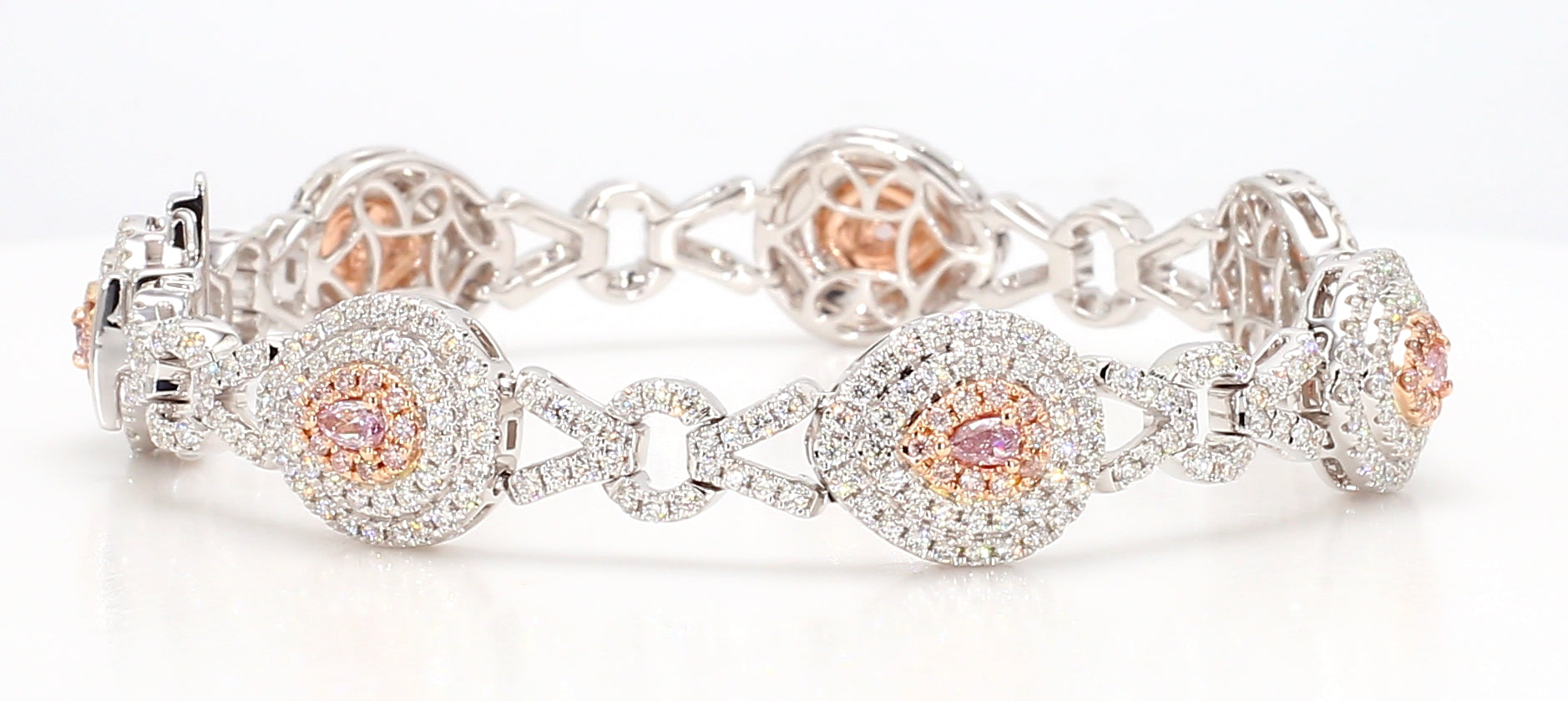 Natural Pink Pear Diamond Bracelet Gia Certified