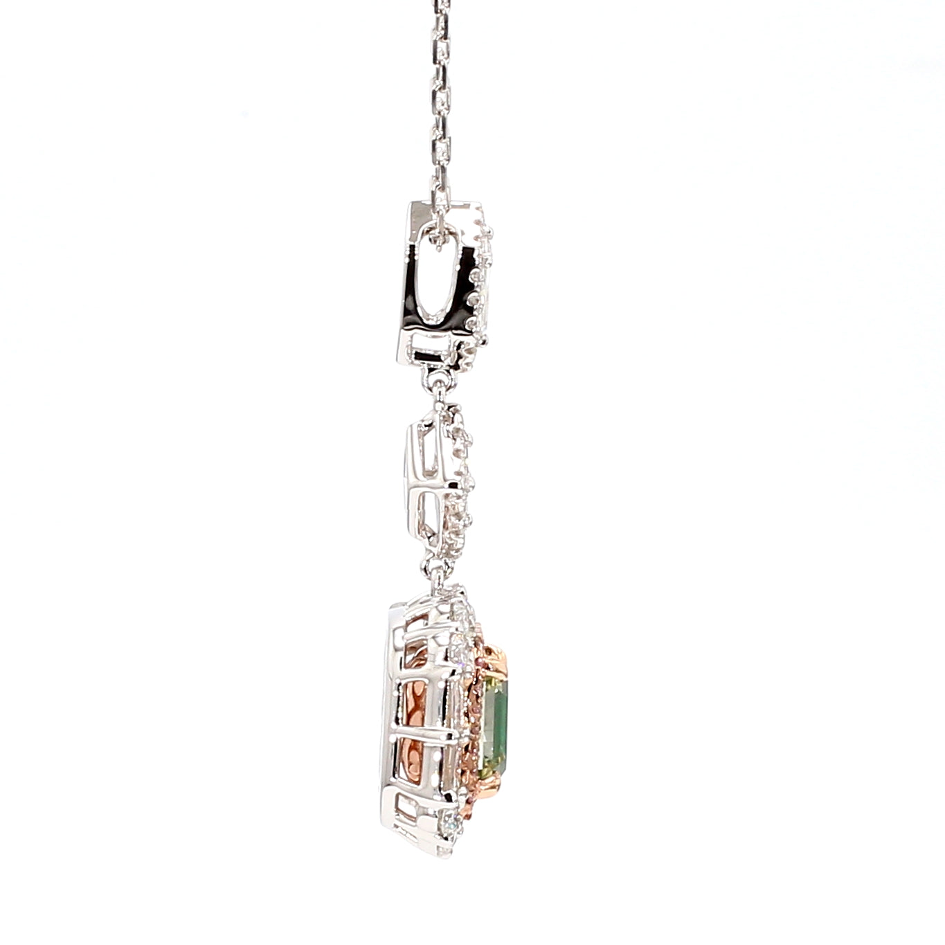 Natural Green Asscher Diamond Pendant Gia Certified