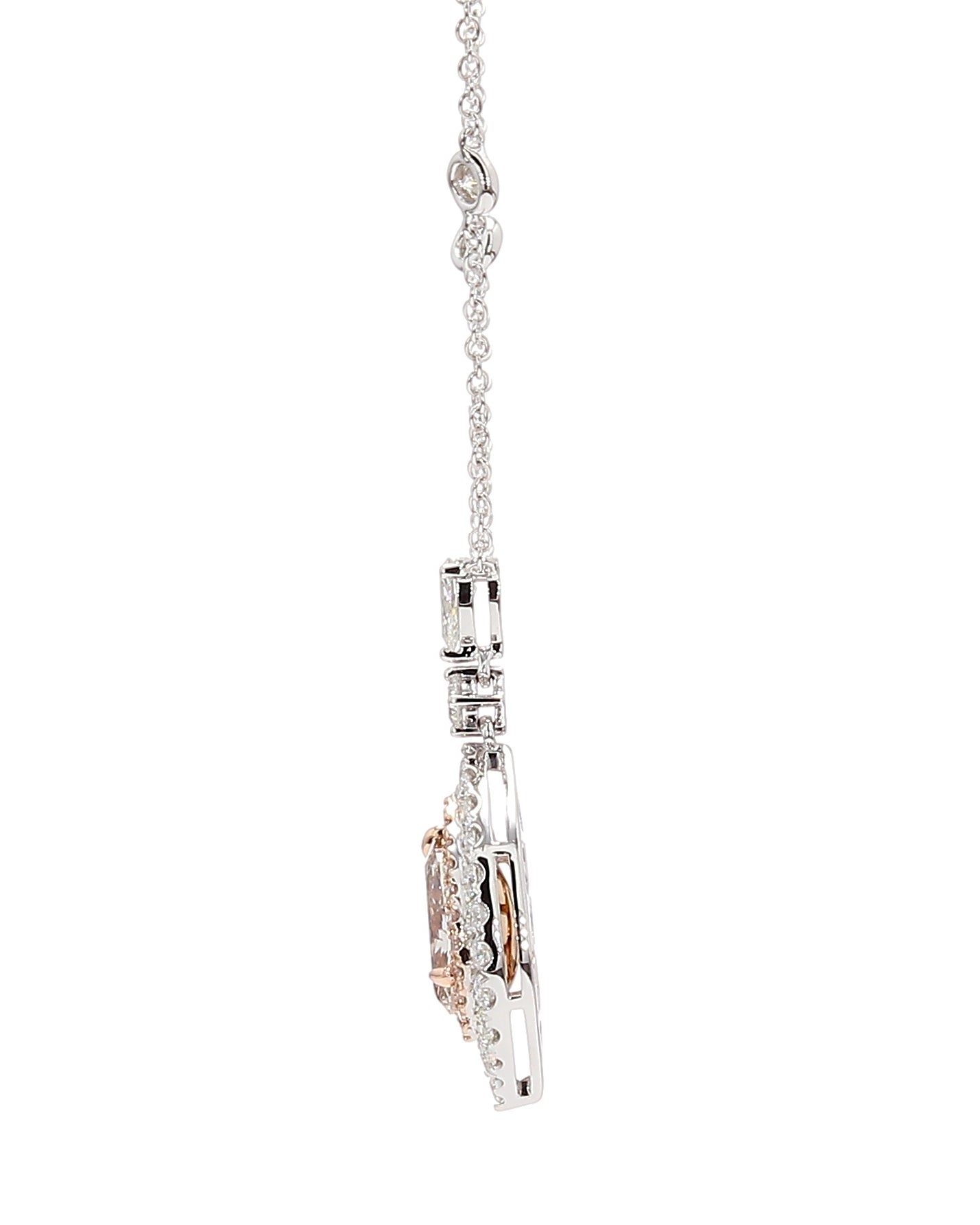 Natural Pink Pear Diamond Necklace Gia Certified