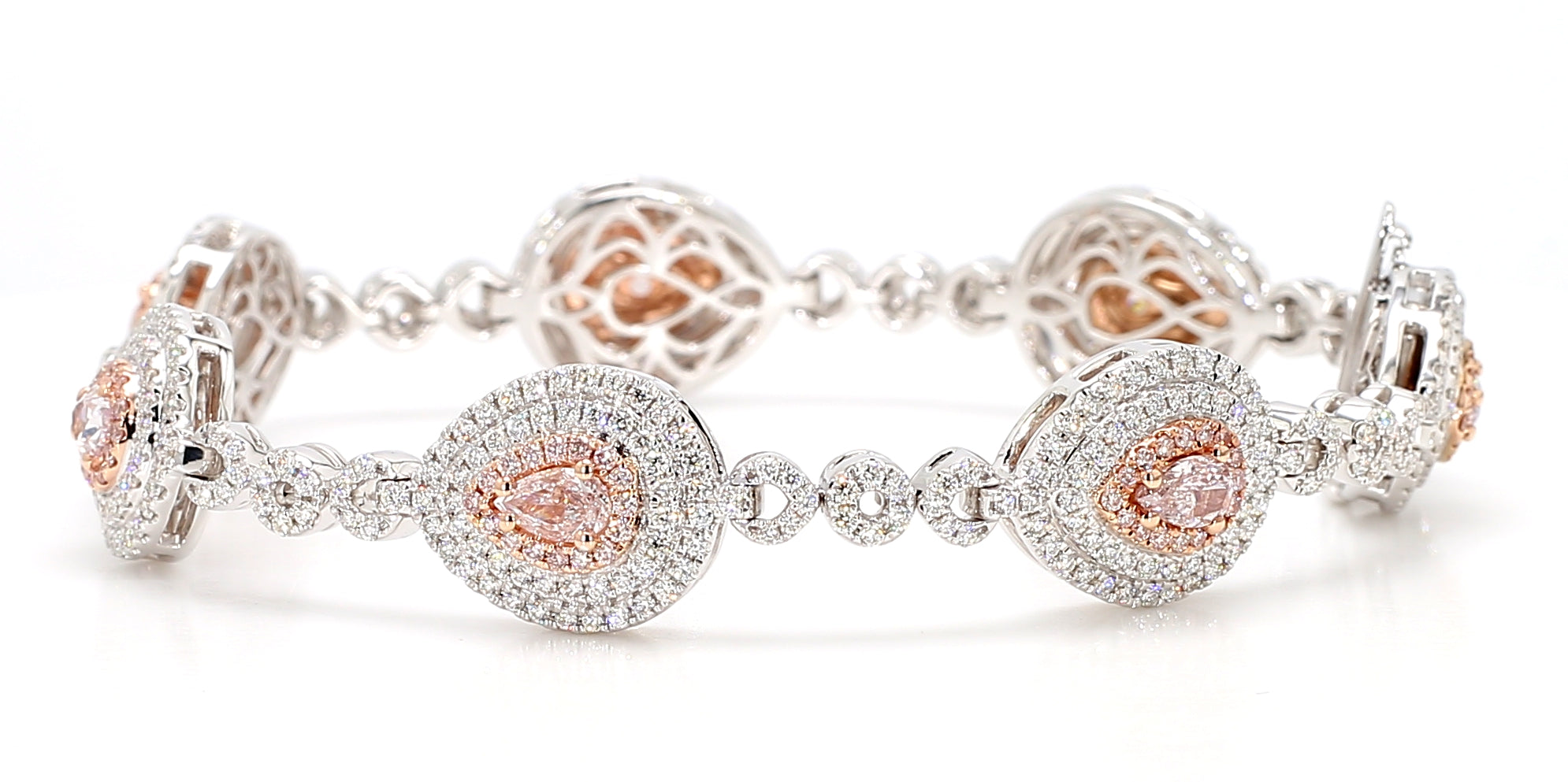 Natural Pink Pear Diamond Bracelet Gia Certified