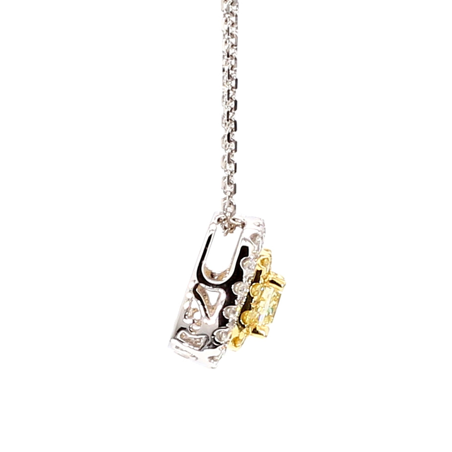 Natural Yellow Cushion Diamond Pendant