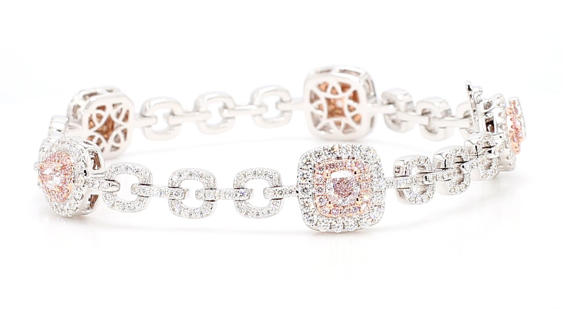 Natural Pink Cushion Diamond Bracelet Gia Certified