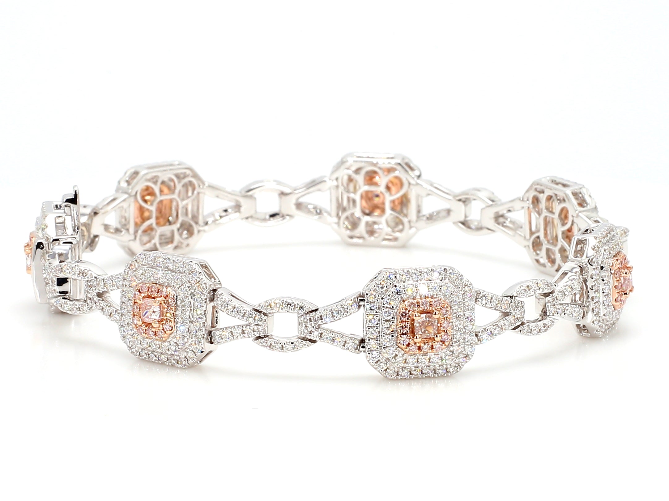 Natural Pink Cushion Diamond Bracelet Gia Certified