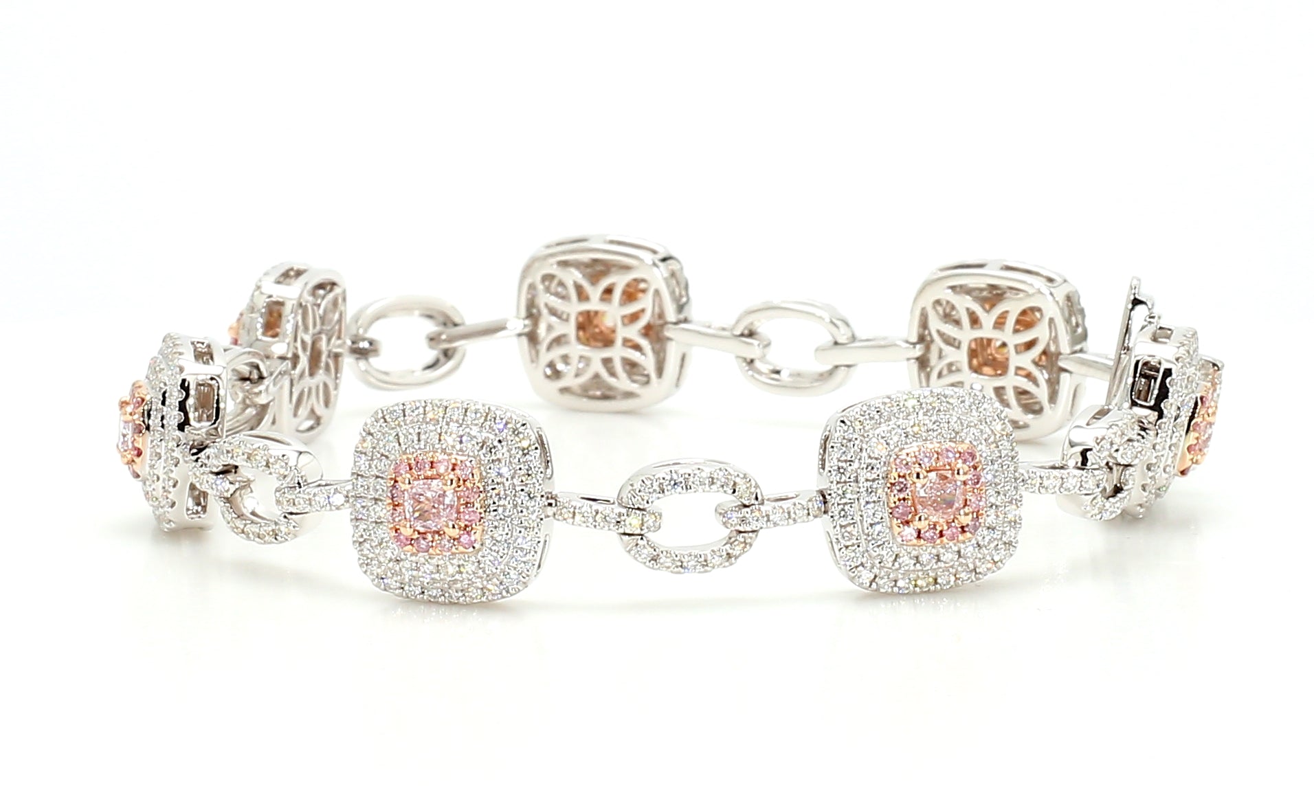 Natural Pink Cushion Diamond Bracelet Gia Certified