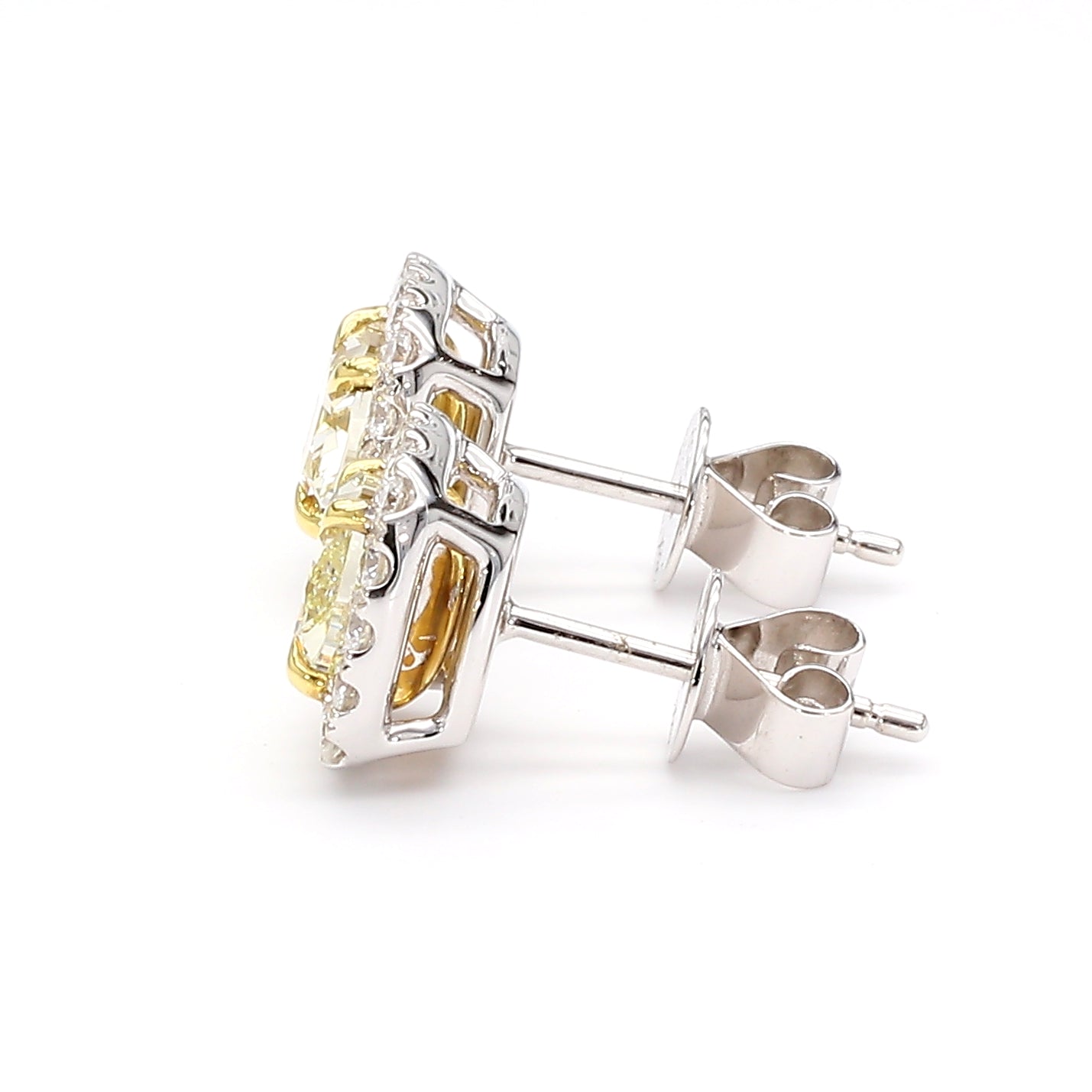 Natural Yellow Cushion Diamond Earring Gia Certified