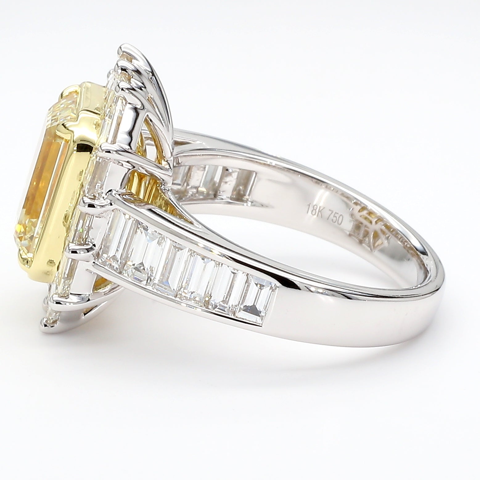 Natural Yellow Emerald Diamond Ring Gia Certified