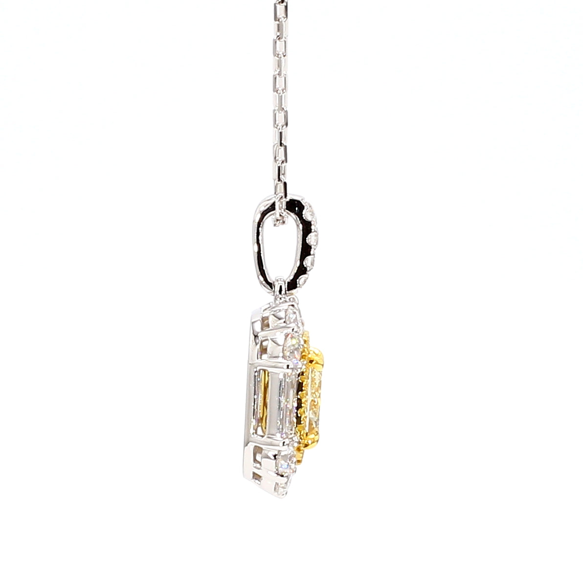 Natural Yellow Radiant Diamond Pendant Gia Certified