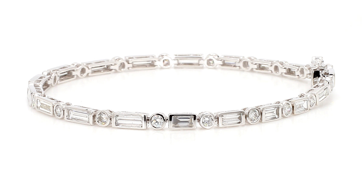 Natural White Baguette Diamond Bracelet