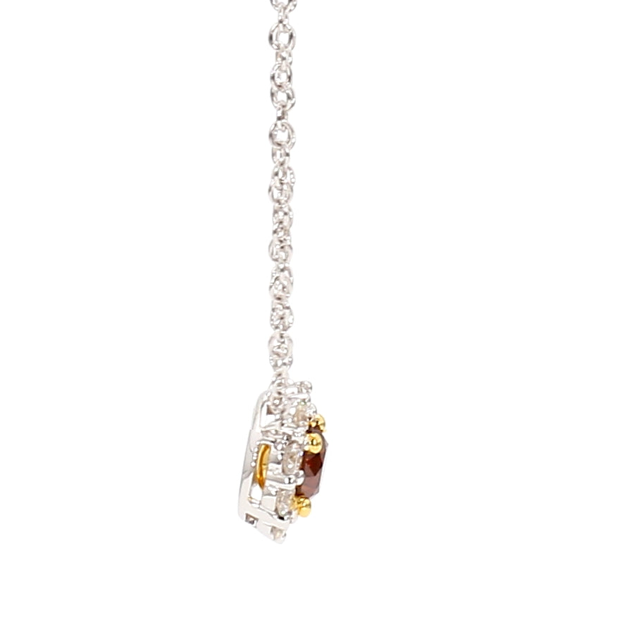 Natural Orange Round Diamond Necklace | GIA Certified